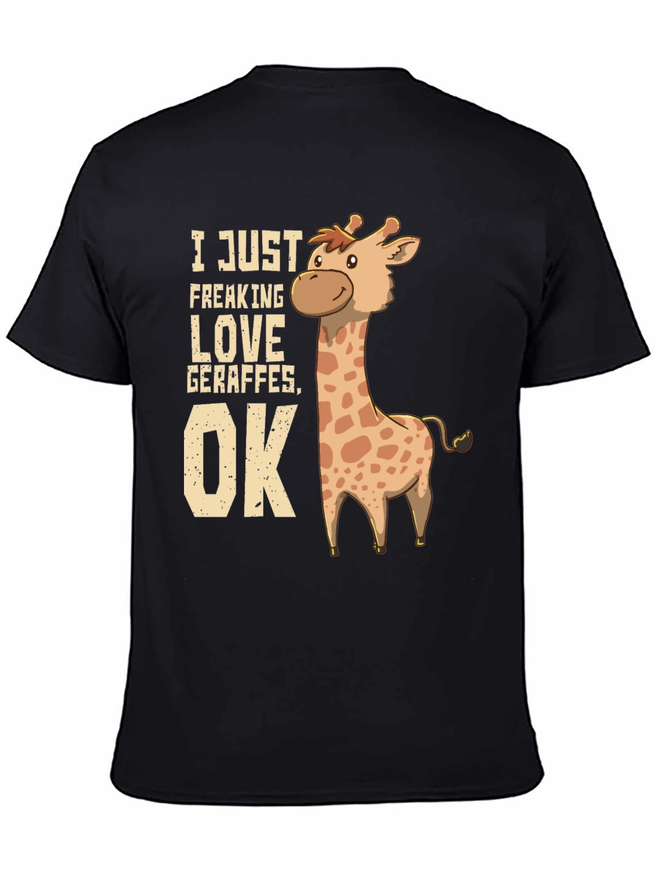 I Love Giraffes OK Black T-Shirt