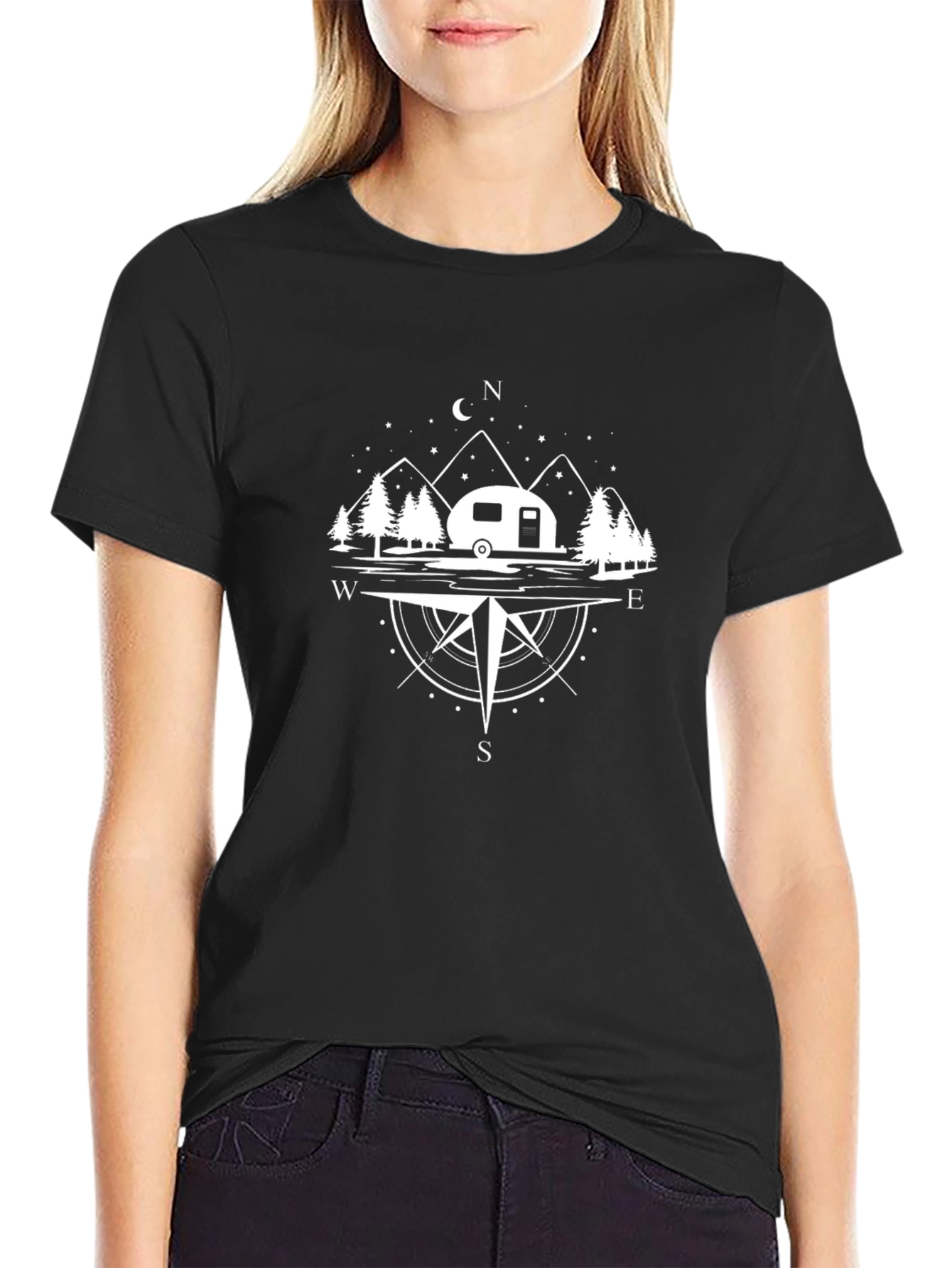 Camping Compass Graphic T-Shirt - Outdoor Adventure Tee