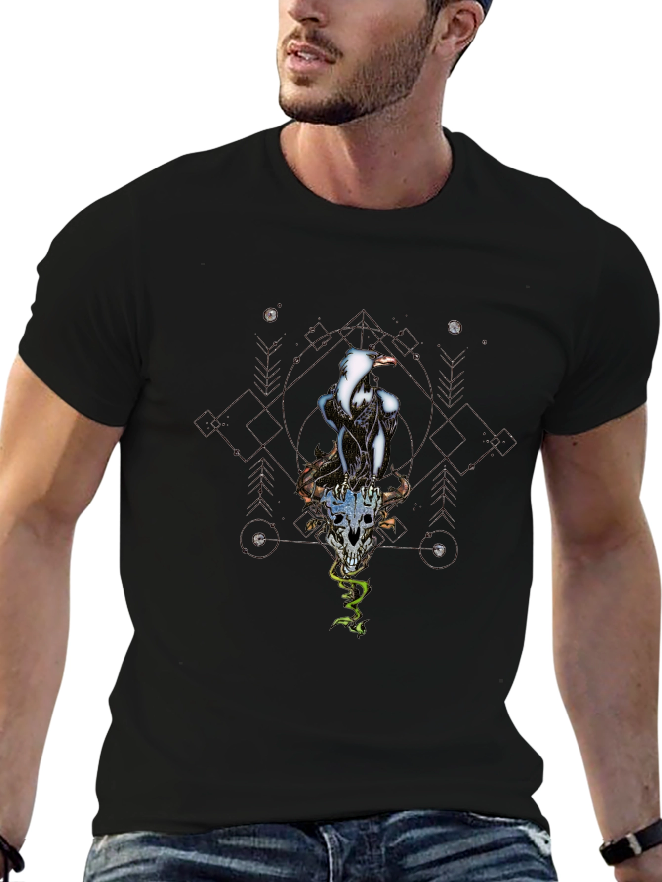 Raven Skull T-Shirt - Gothic Style