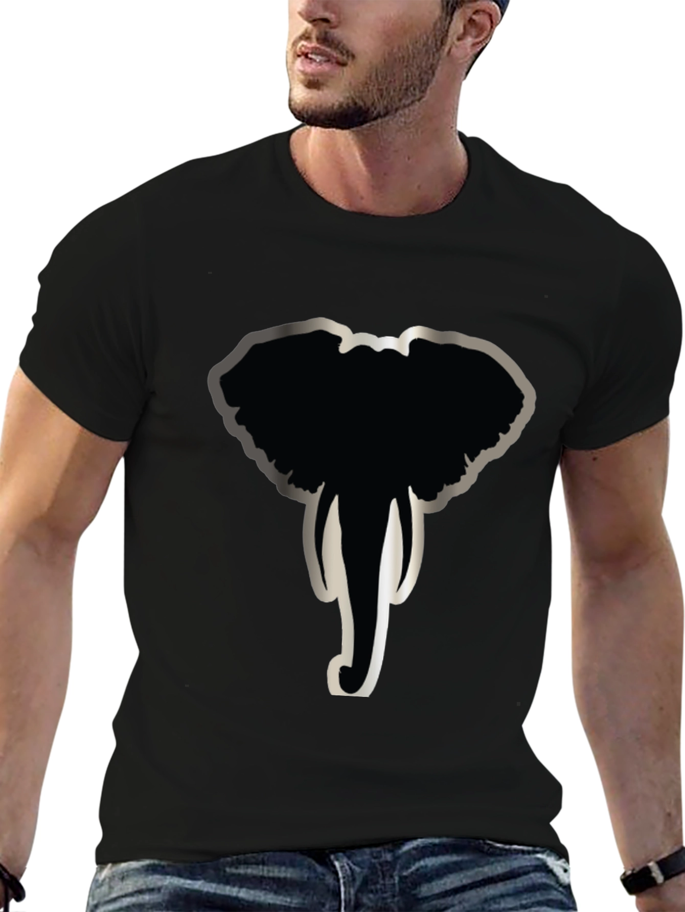 Elephant Graphic Print Crew Neck T-Shirt