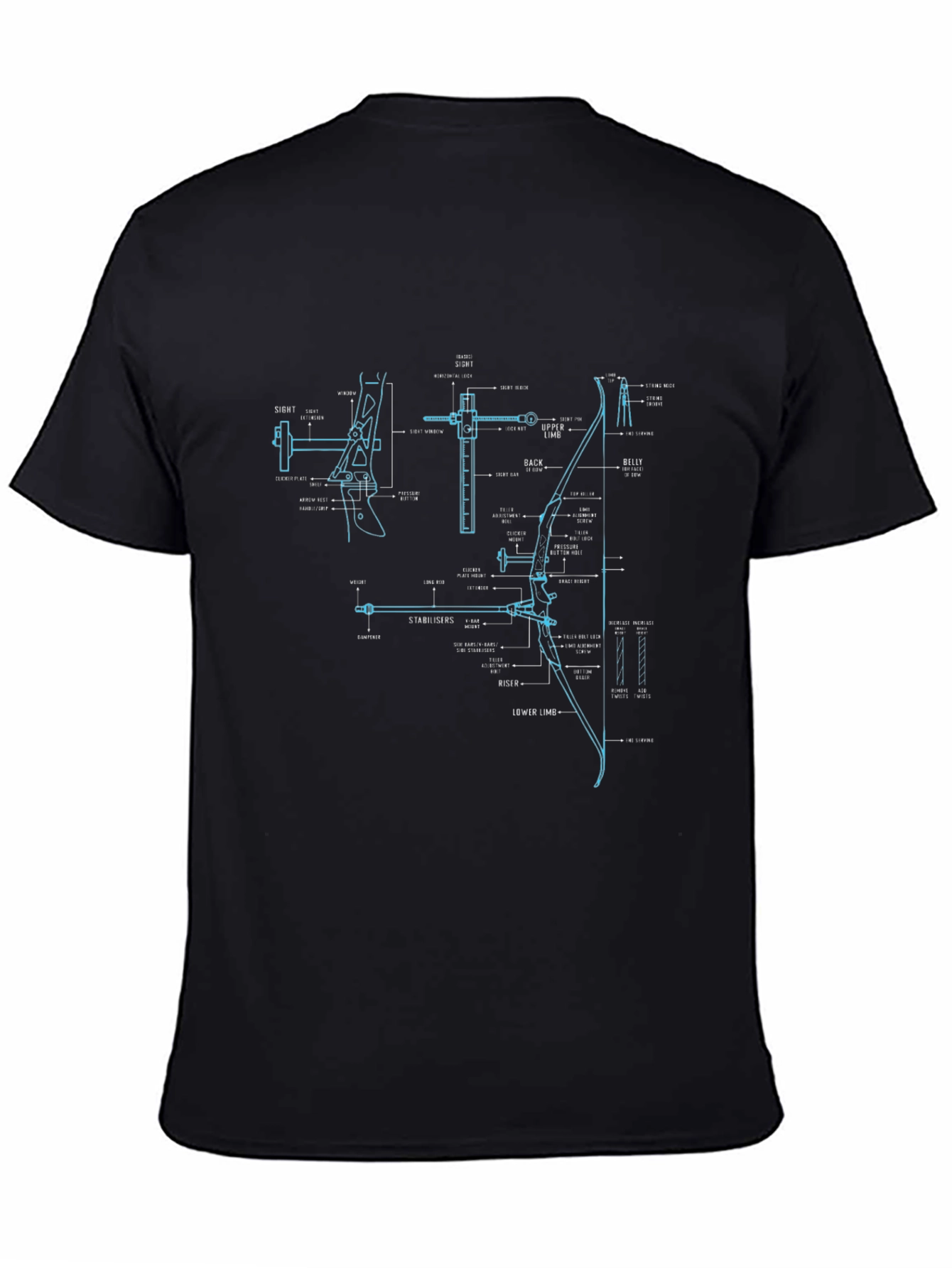 Archery Bow Blueprint Graphic T-Shirt
