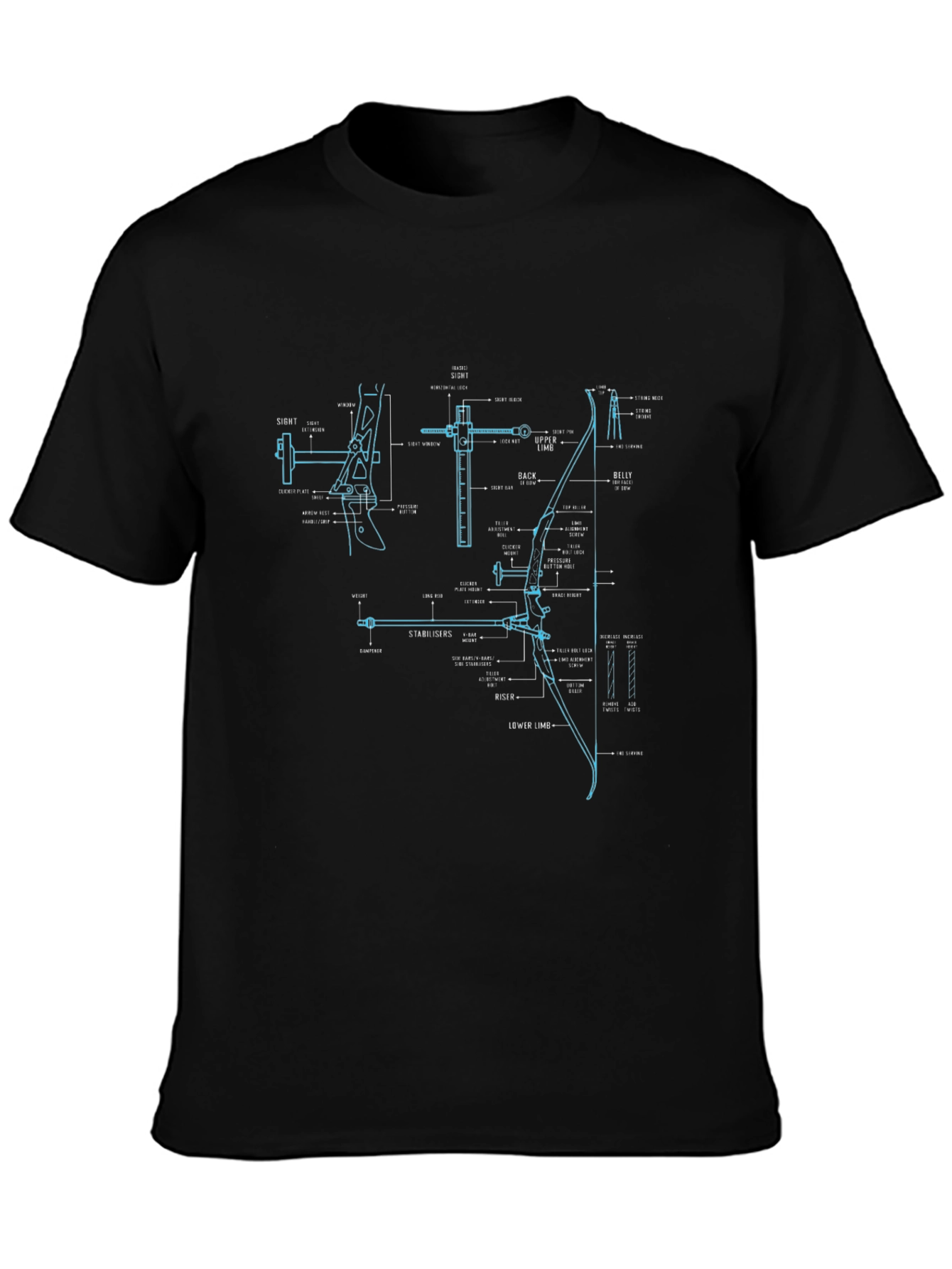 Archery Bow Blueprint Graphic T-Shirt