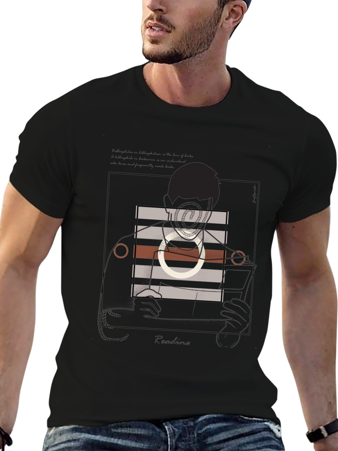 Modern Graphic Tee - Abstract Portrait Black Shirt
