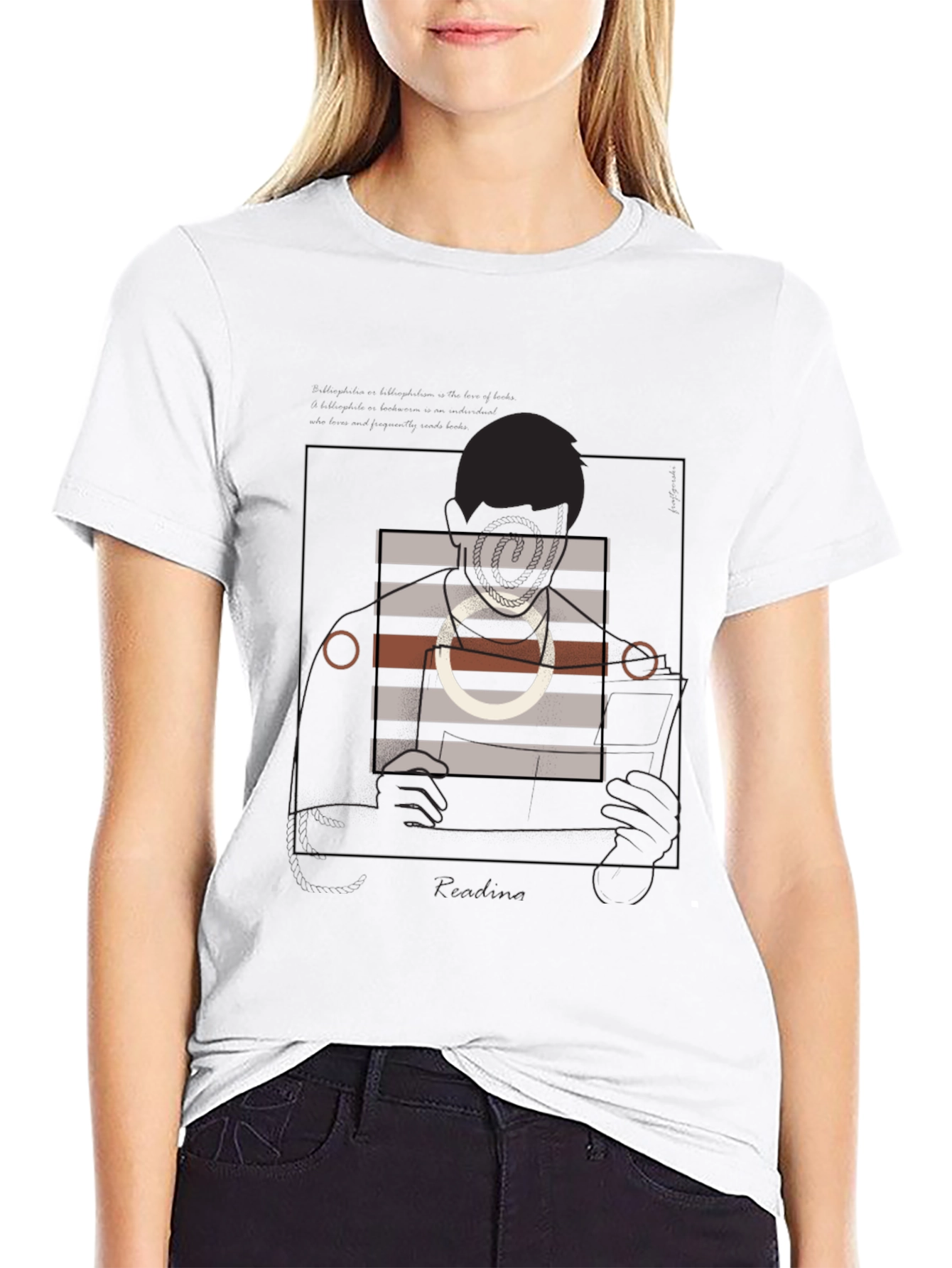 Modern Graphic Tee - Abstract Portrait Black Shirt