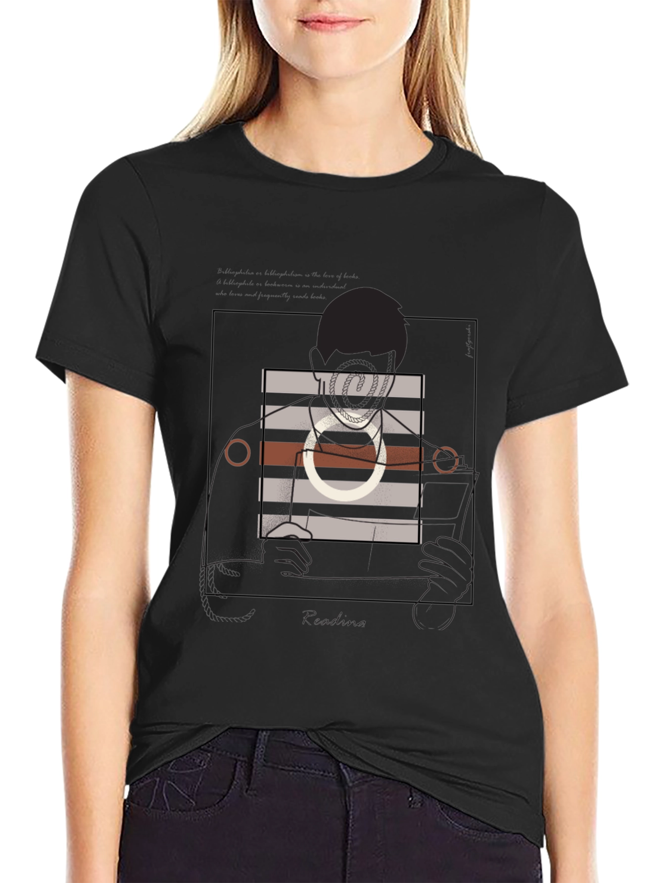 Modern Graphic Tee - Abstract Portrait Black Shirt