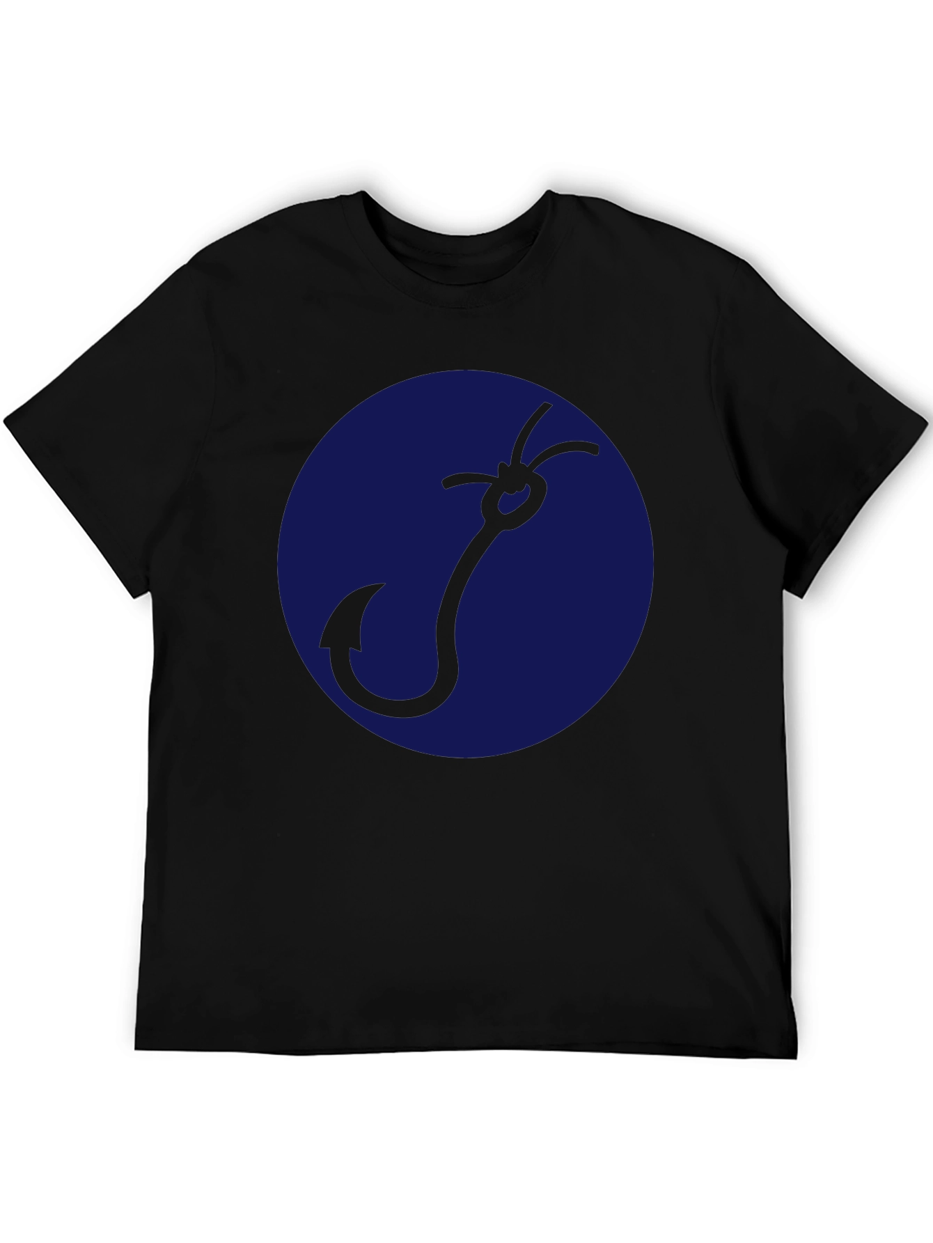 Fishing Hook Graphic Tee - Mens Black Cotton Shirt