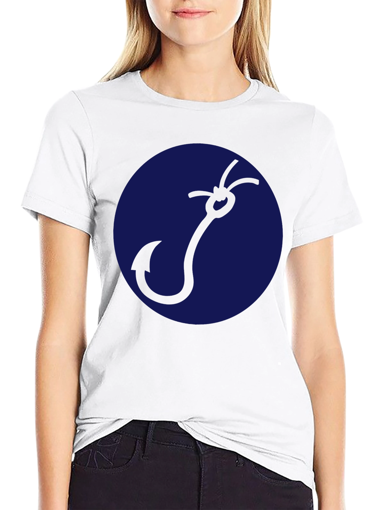 Fishing Hook Graphic Tee - Mens Black Cotton Shirt