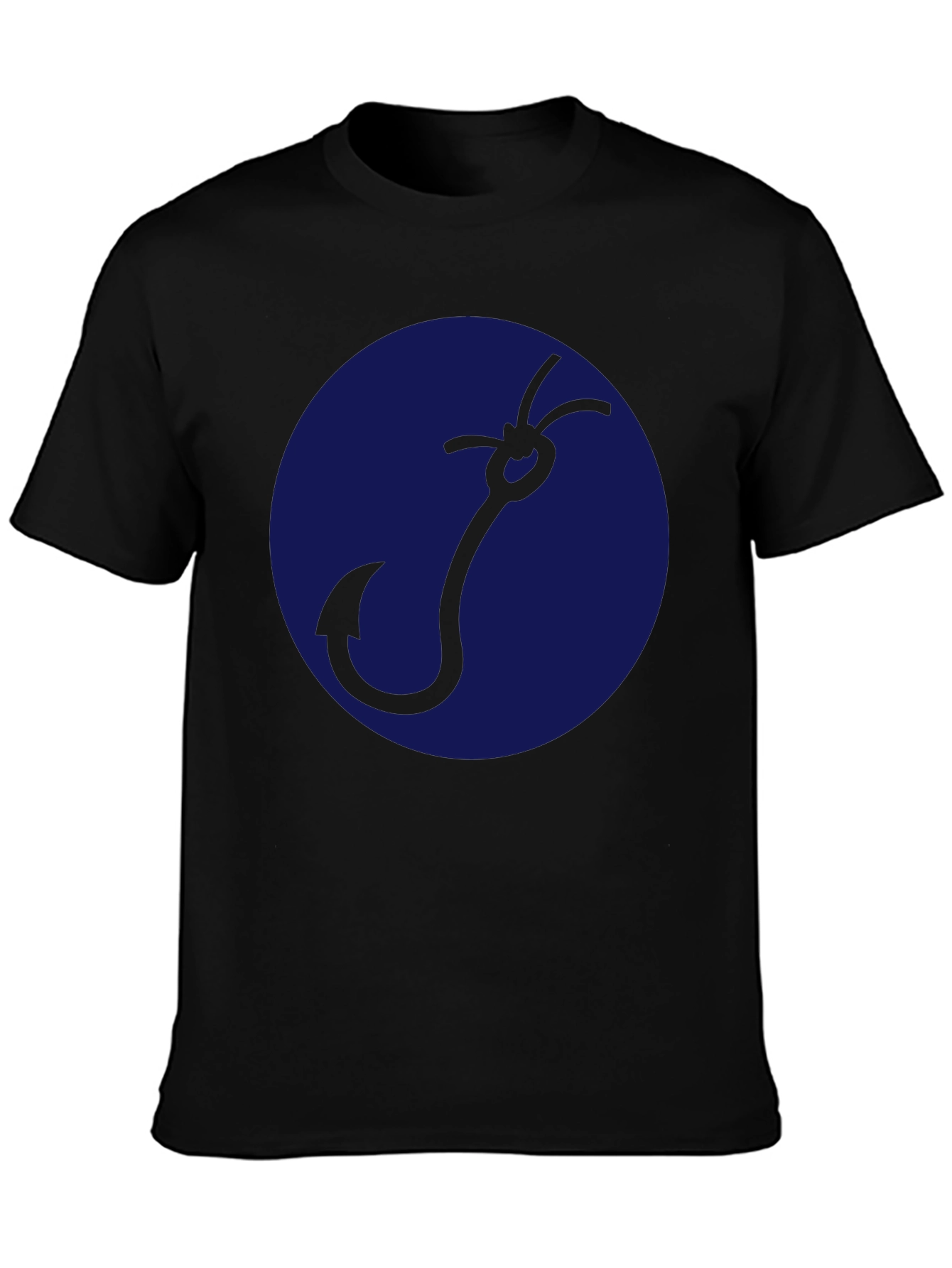 Fishing Hook Graphic Tee - Mens Black Cotton Shirt