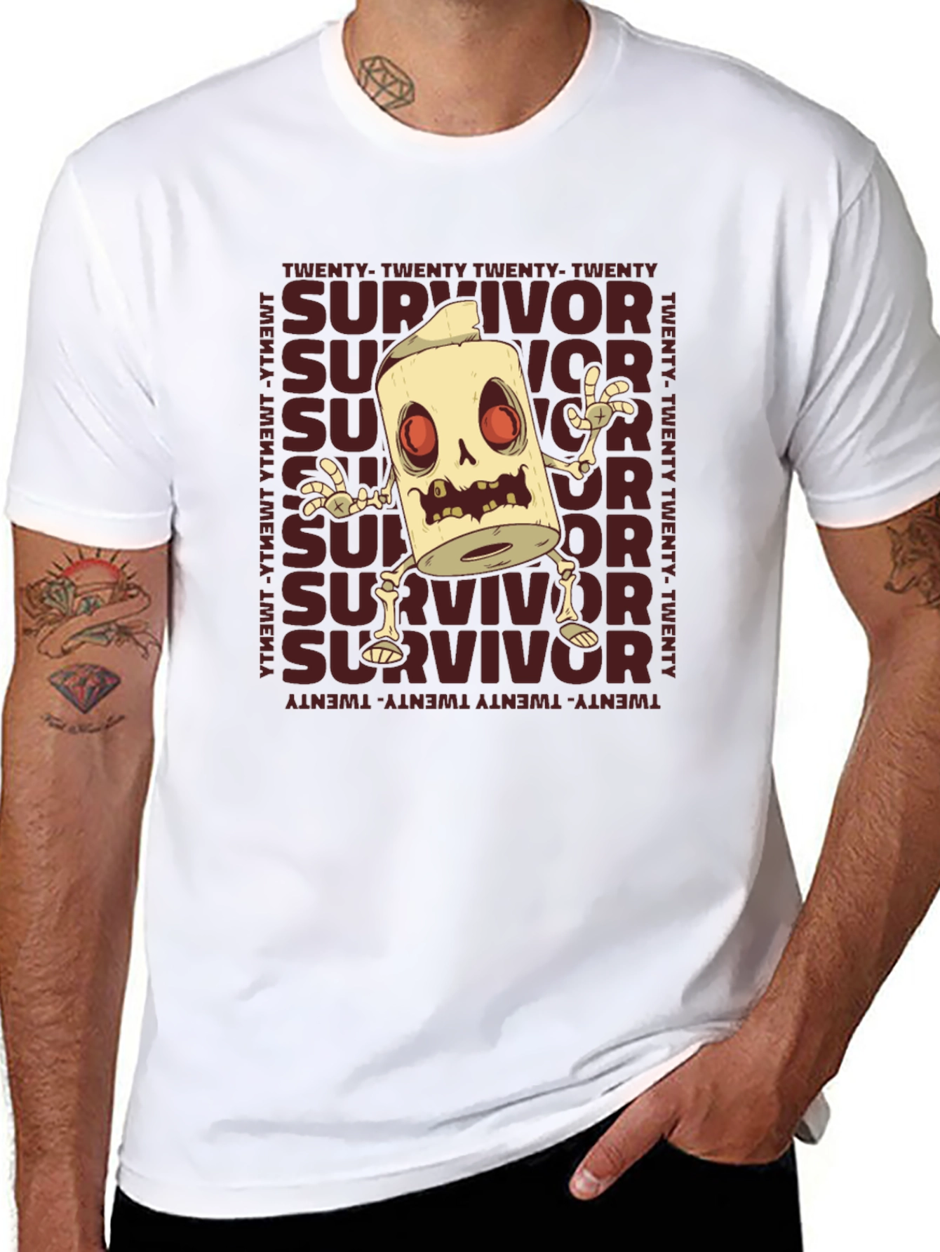 Survivor Skeleton Graphic Print T-Shirt