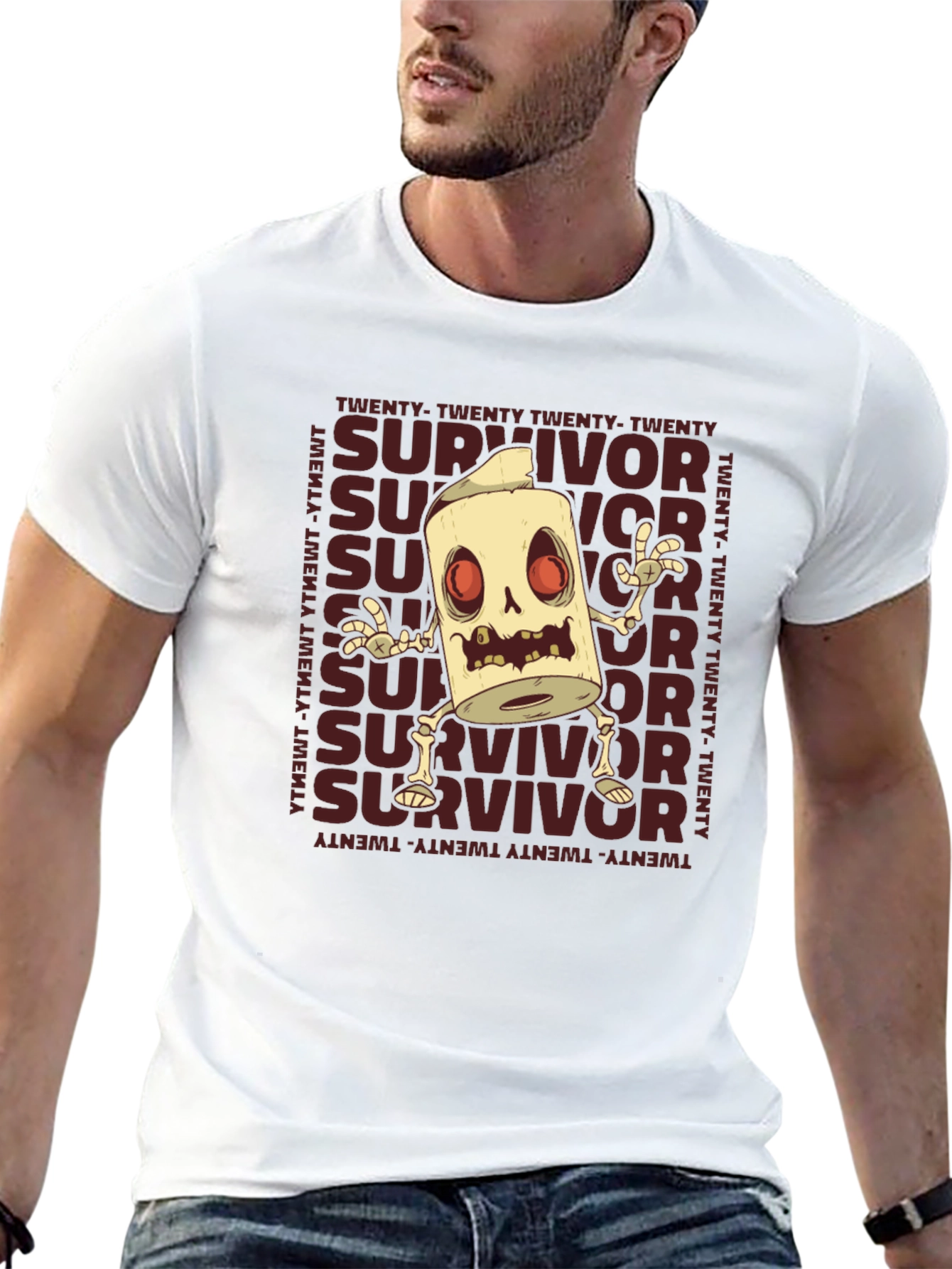 Survivor Skeleton Graphic Print T-Shirt