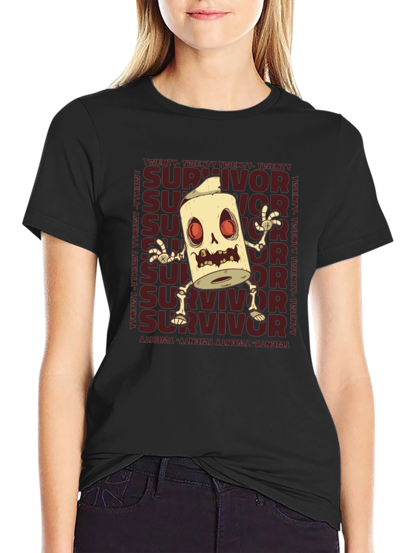 Survivor Skeleton Graphic Print T-Shirt