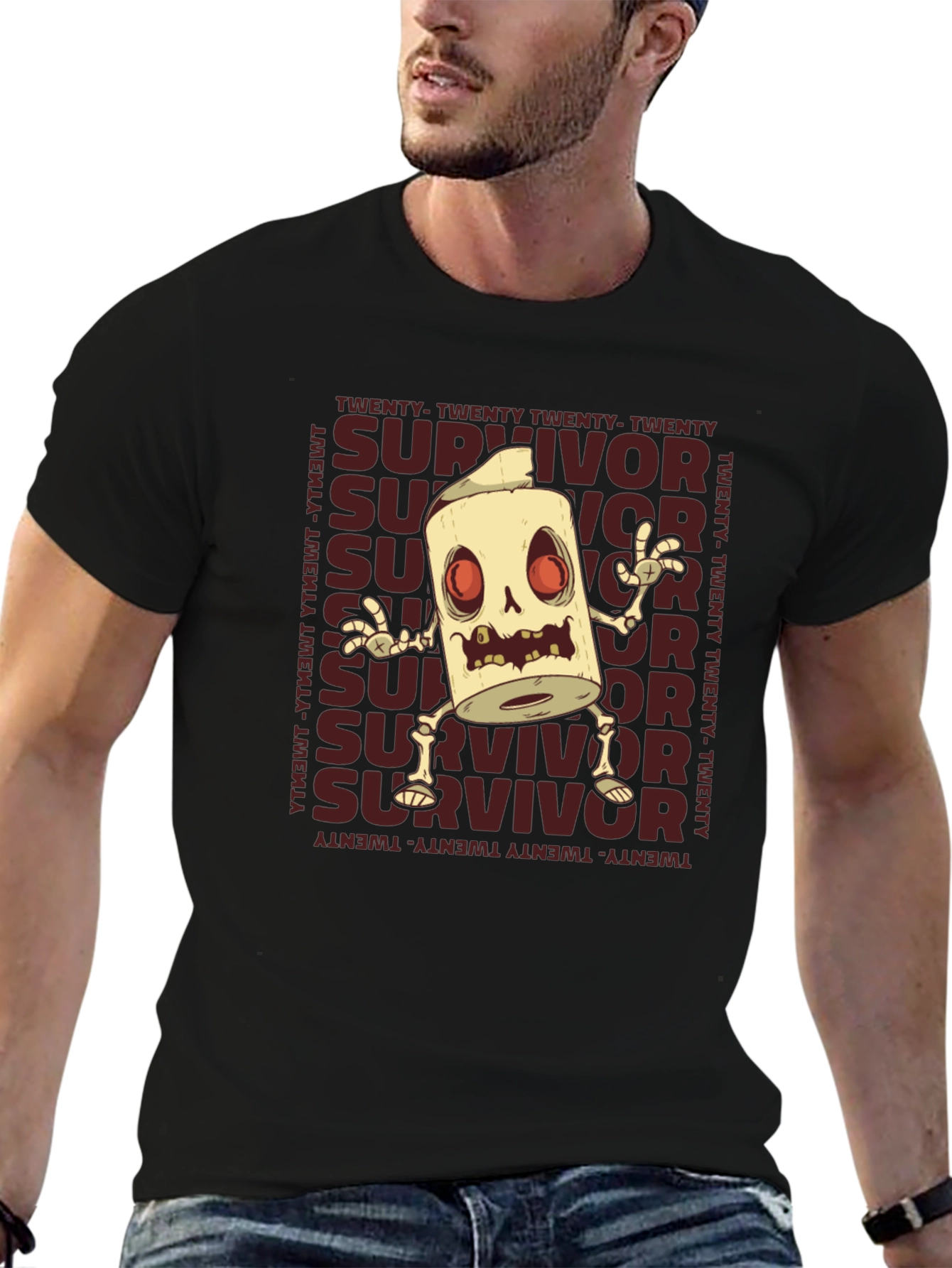 Survivor Skeleton Graphic Print T-Shirt