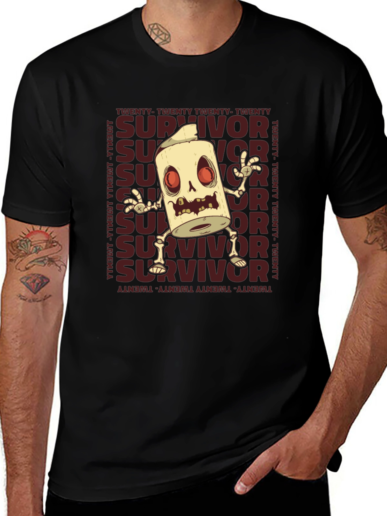 Survivor Skeleton Graphic Print T-Shirt