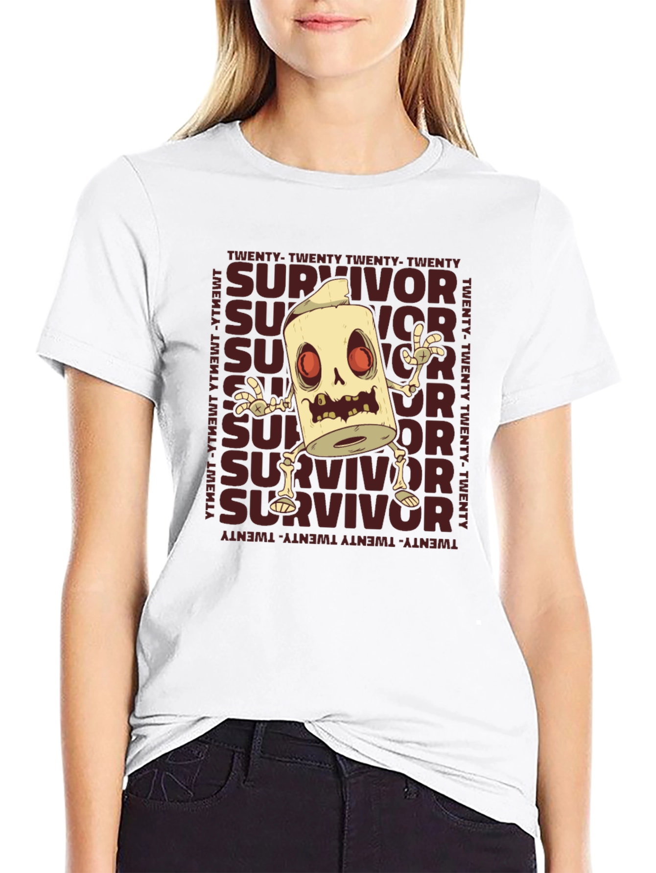 Survivor Skeleton Graphic Print T-Shirt