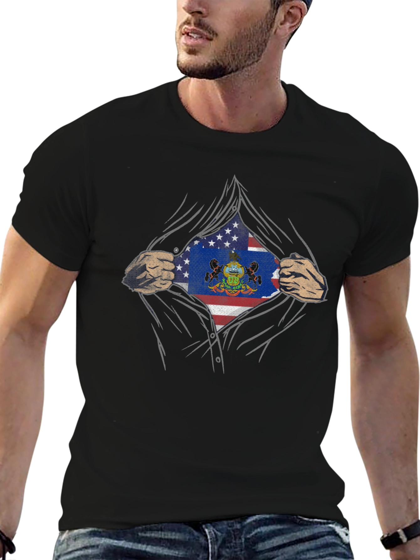West Virginia Flag Superhero T-Shirt