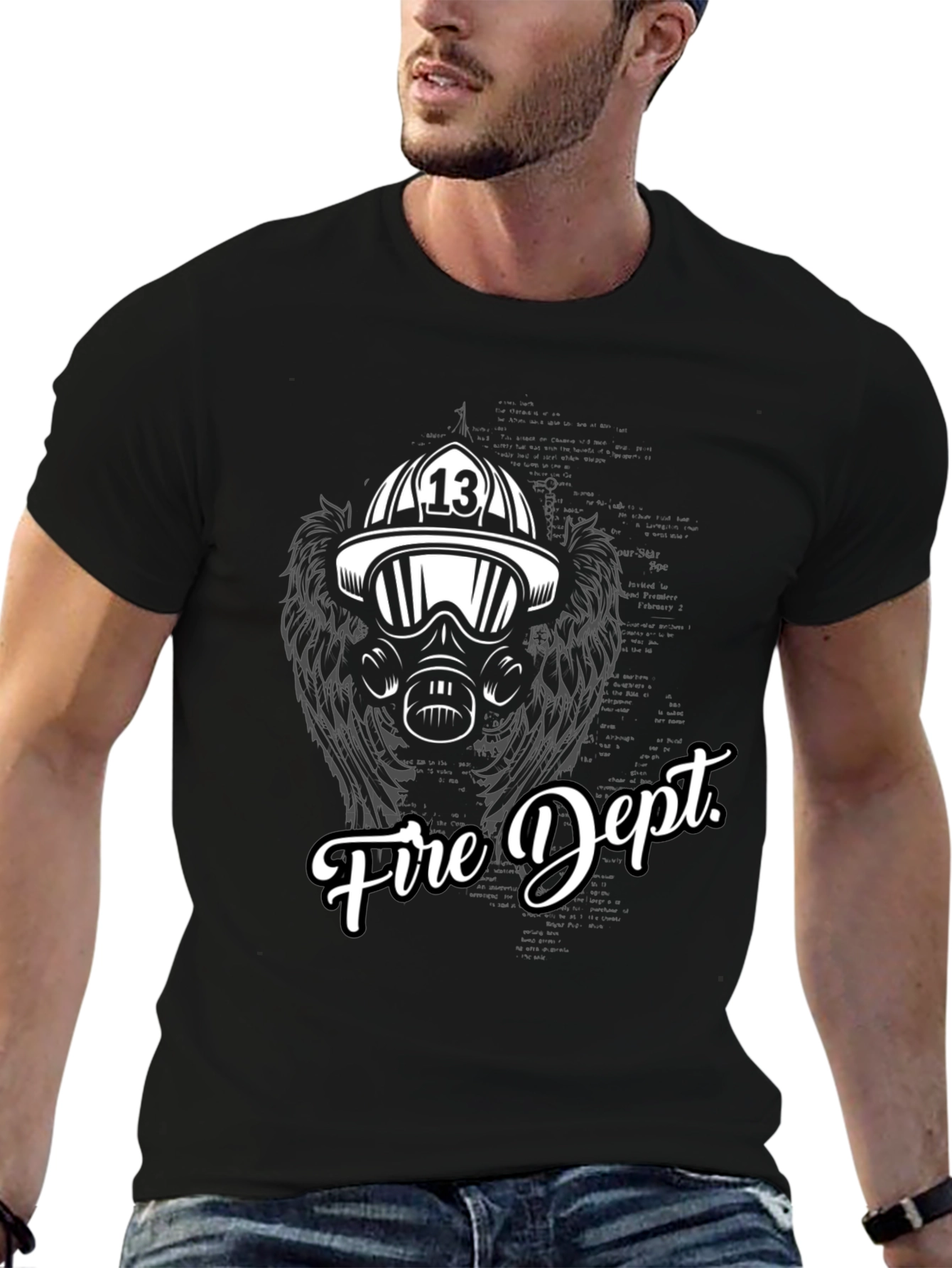 Fire Dept. Graphic Tee - Black Cotton T-Shirt