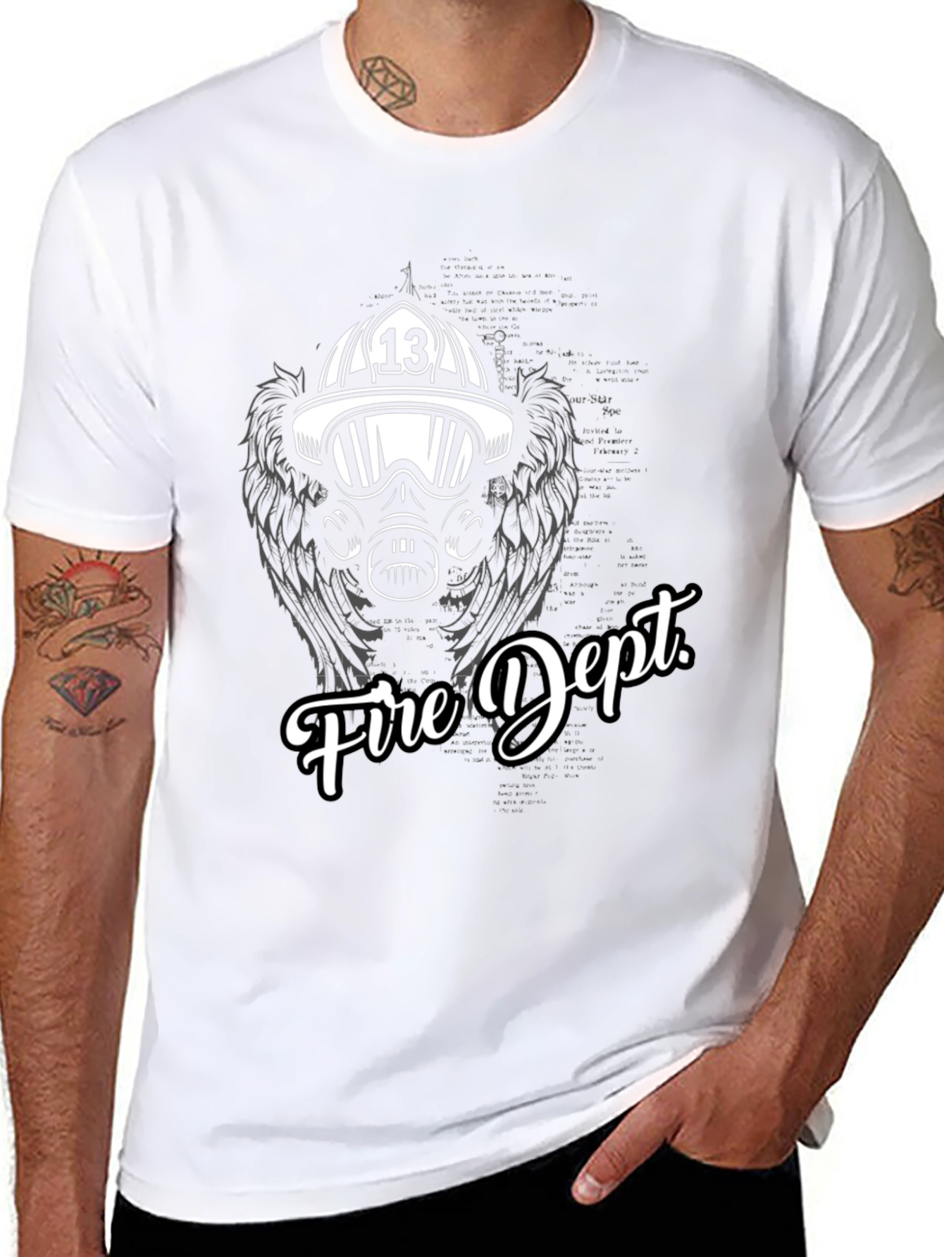 Fire Dept. Graphic Tee - Black Cotton T-Shirt