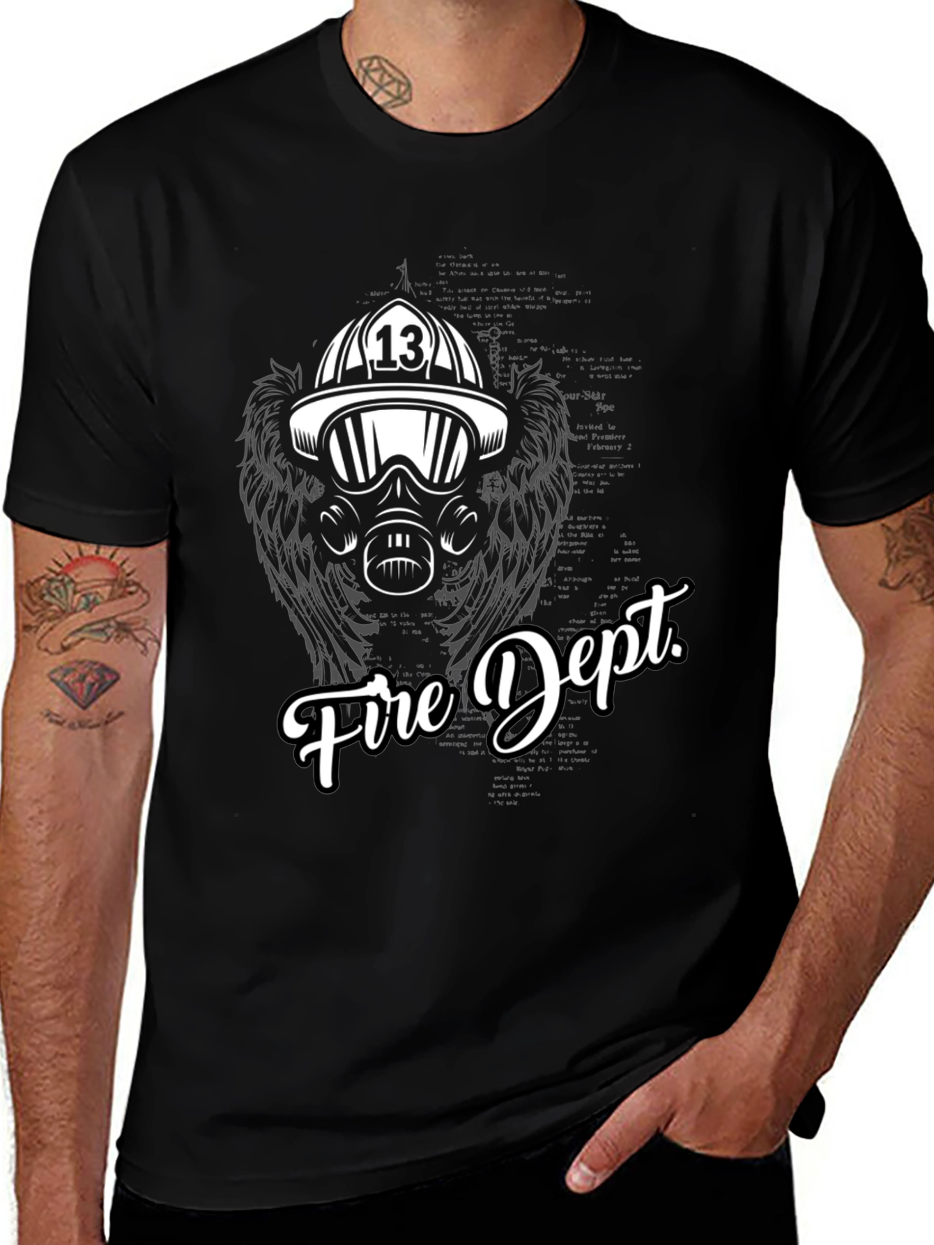 Fire Dept. Graphic Tee - Black Cotton T-Shirt
