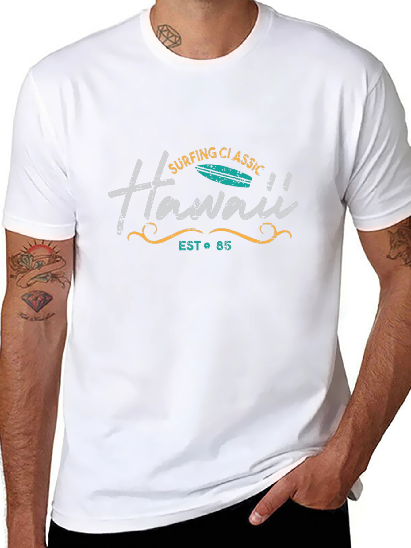 Hawaii Surfing Classic Graphic T-Shirt