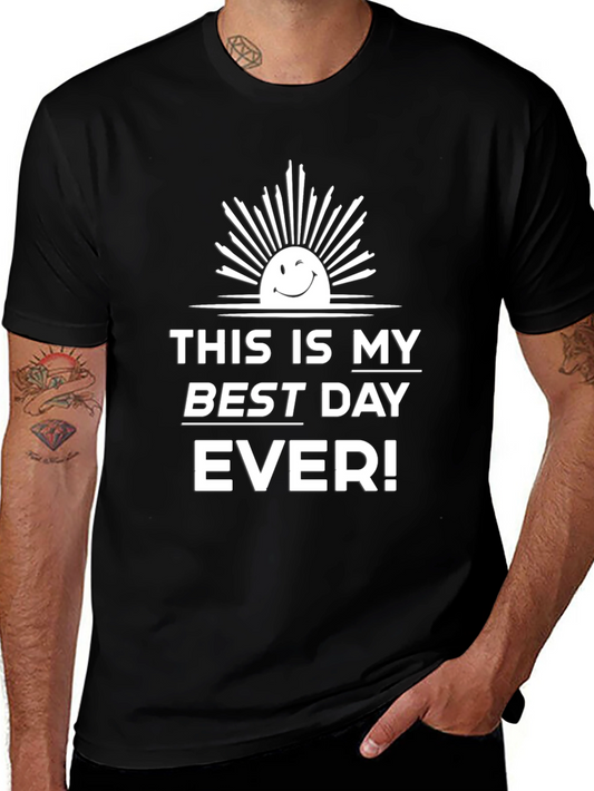 Best Day Ever Black T-Shirt with Winking Sun Graphic