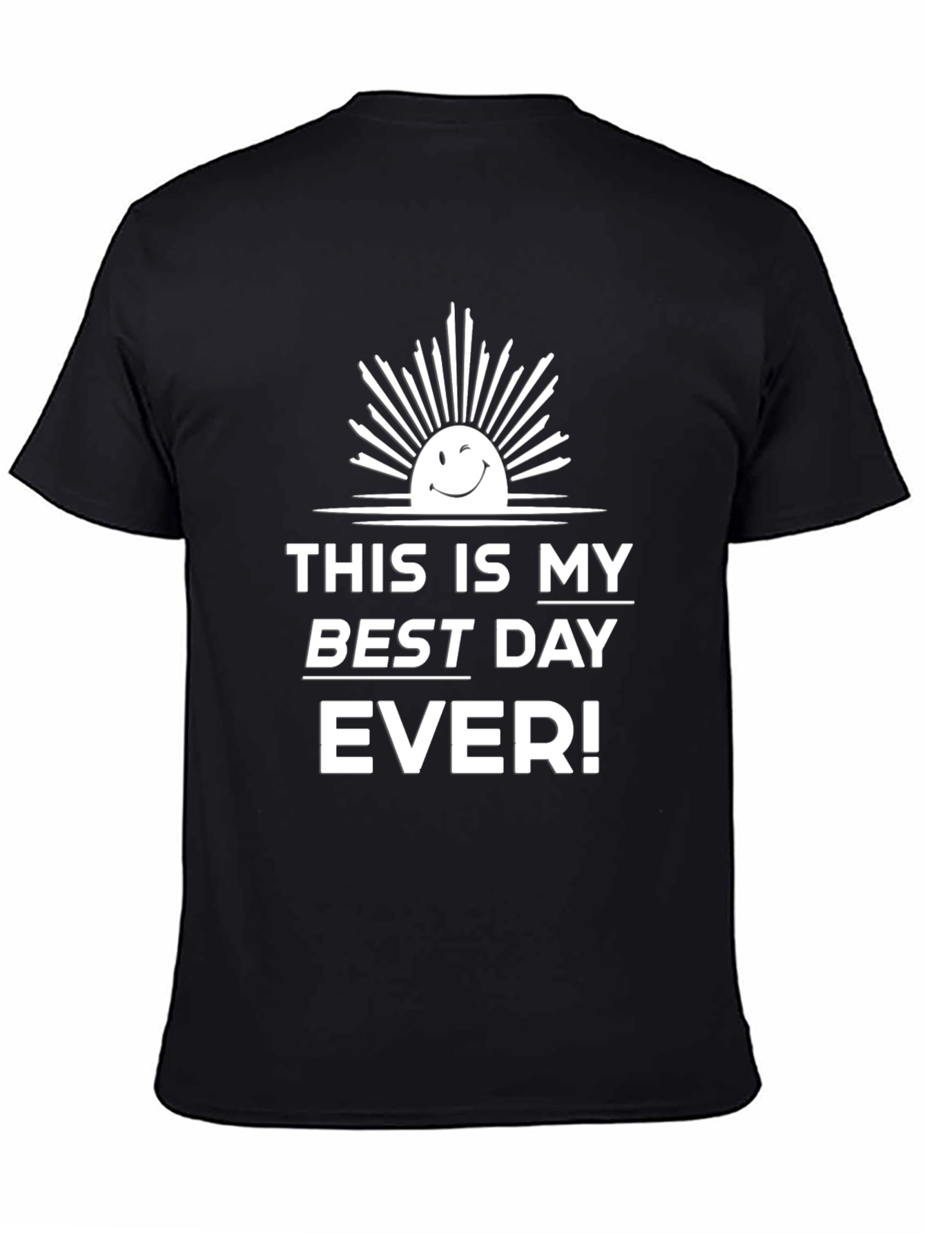 Best Day Ever Black T-Shirt with Winking Sun Graphic