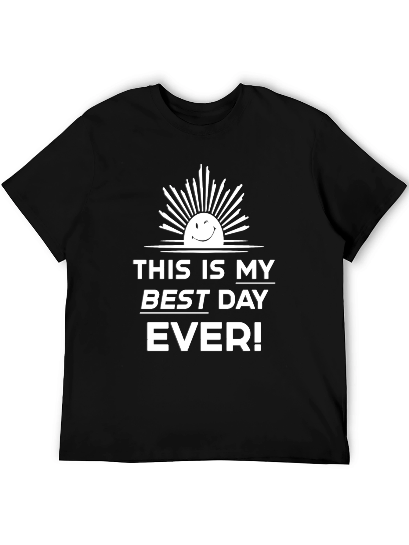 Best Day Ever Black T-Shirt with Winking Sun Graphic