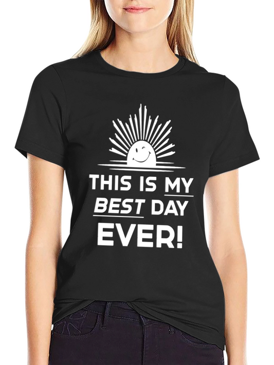 Best Day Ever Black T-Shirt with Winking Sun Graphic
