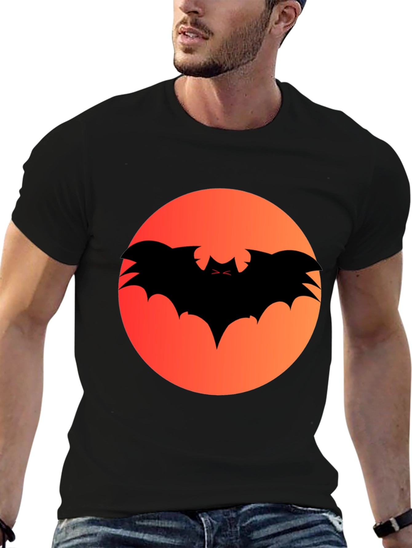 Halloween Bat Silhouette Graphic Tee