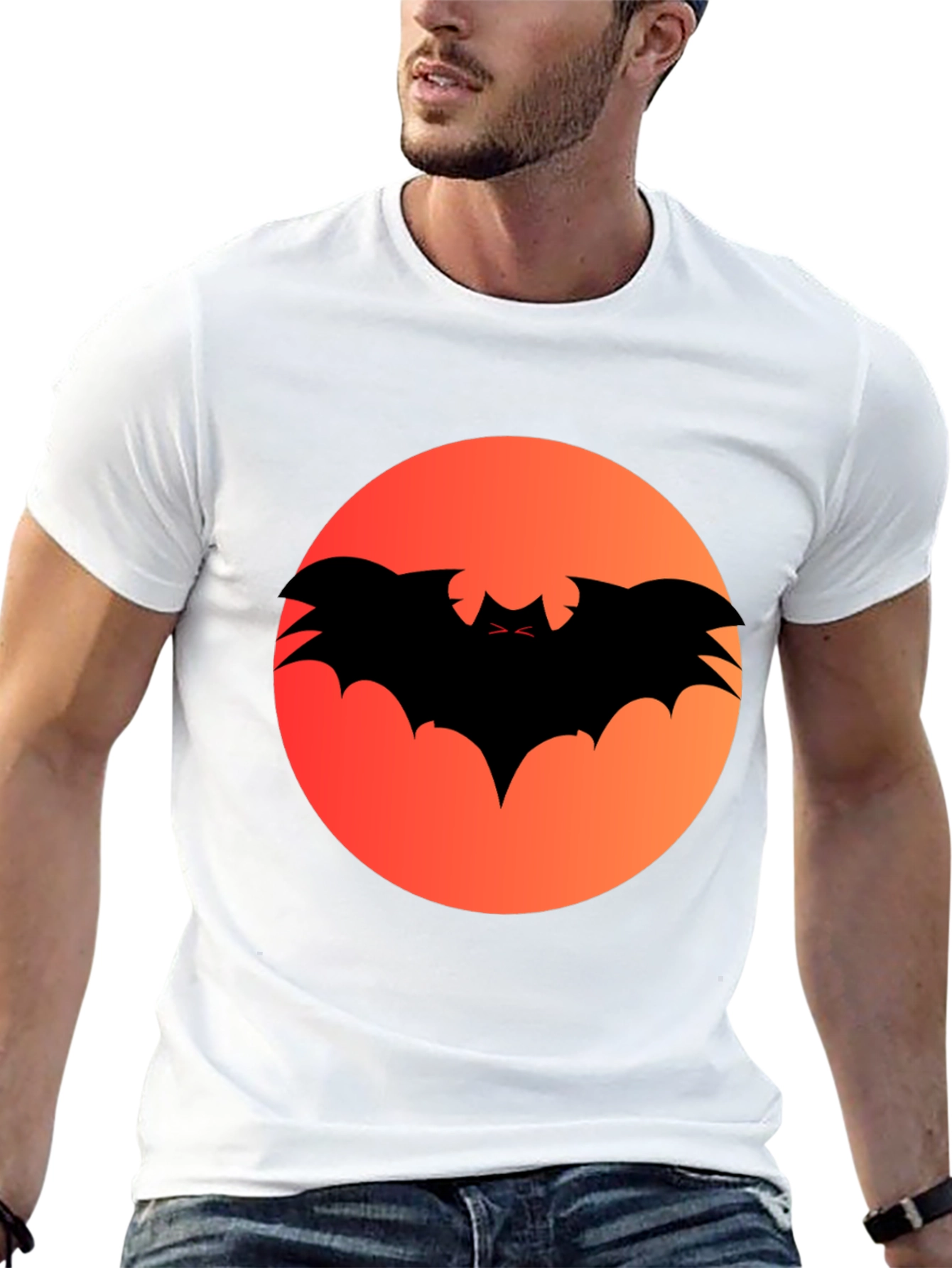 Halloween Bat Silhouette Graphic Tee