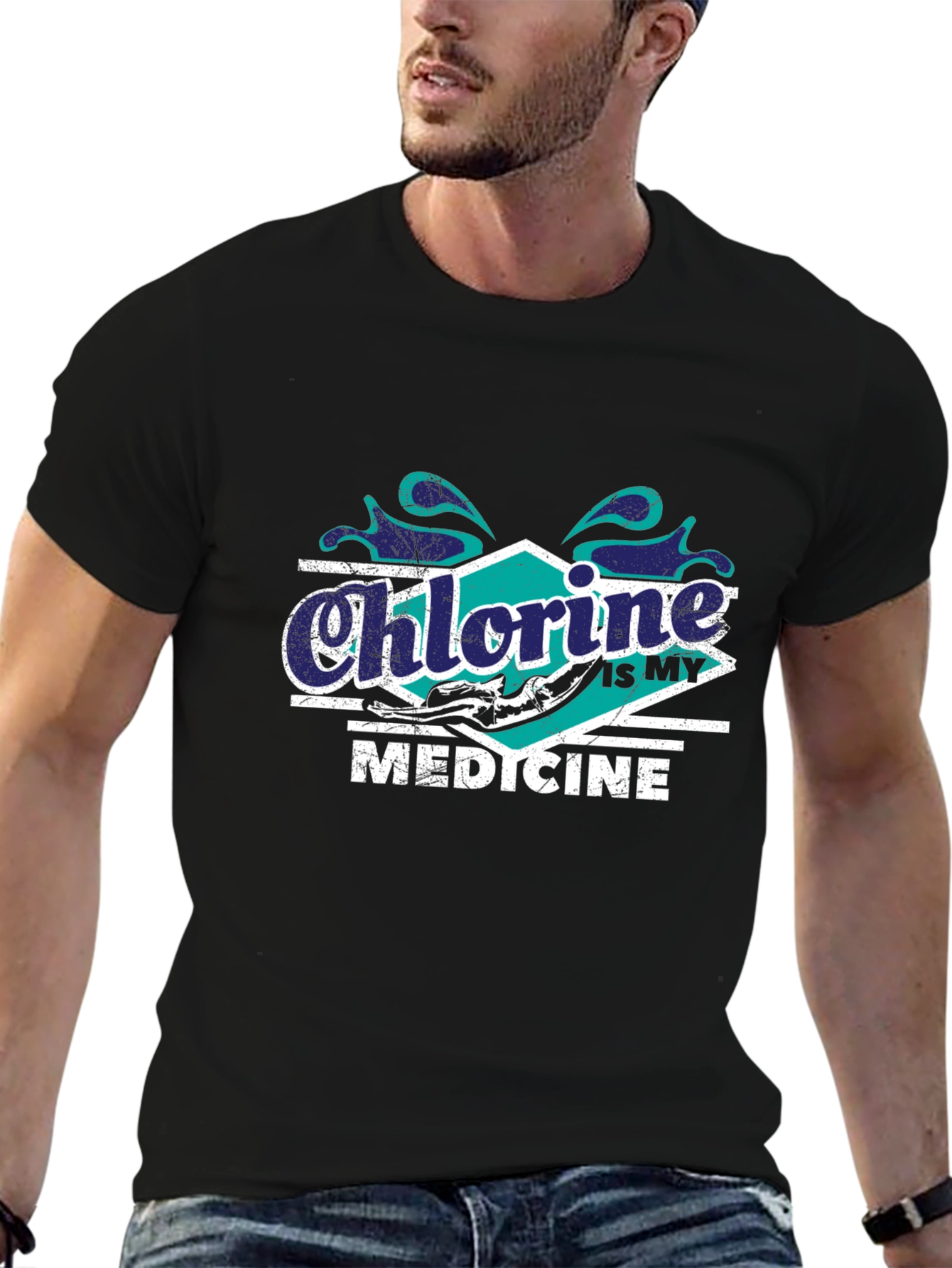 Chlorine Is My Medicine Swimmer T-Shirt