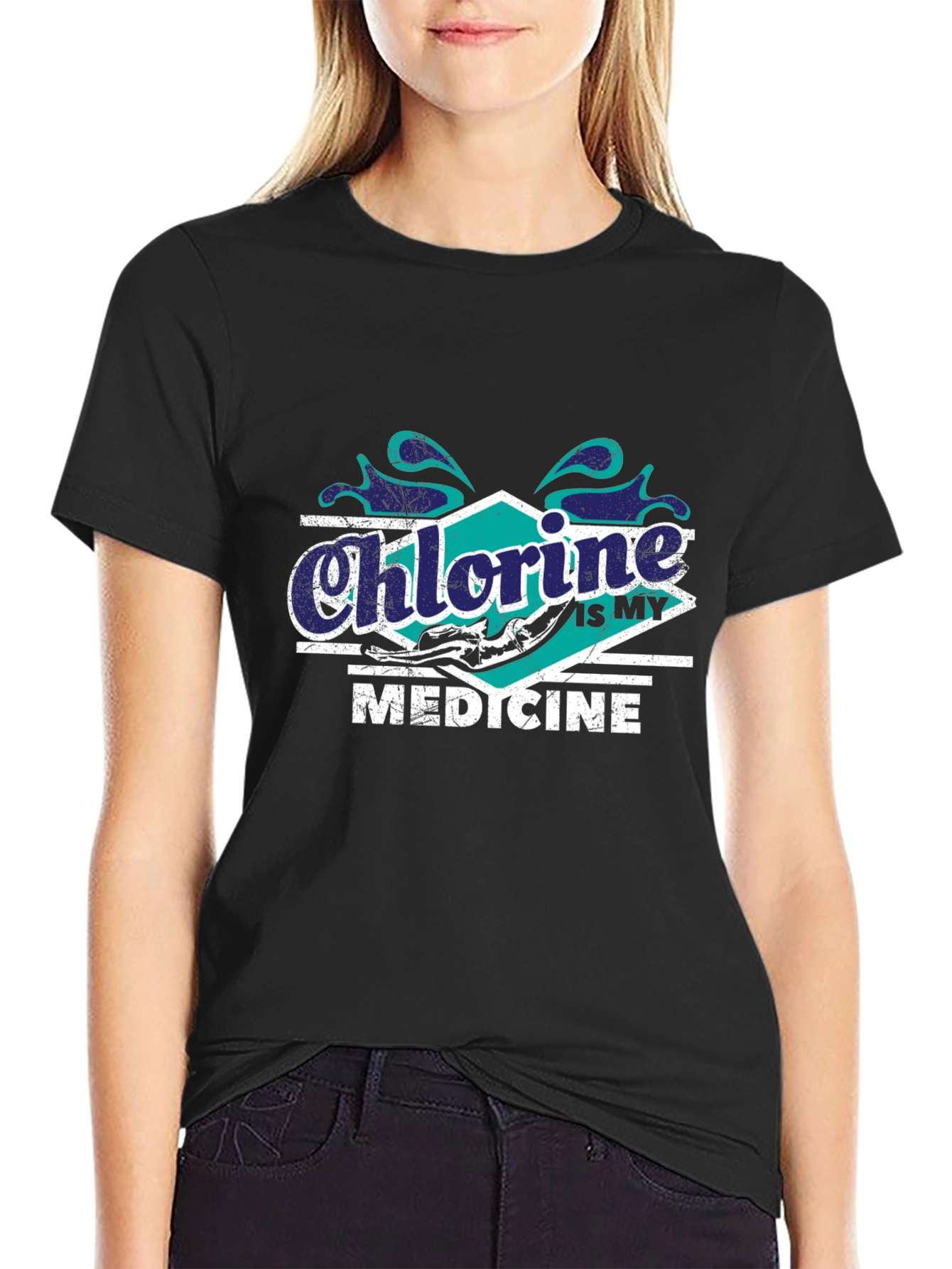 Chlorine Is My Medicine Swimmer T-Shirt