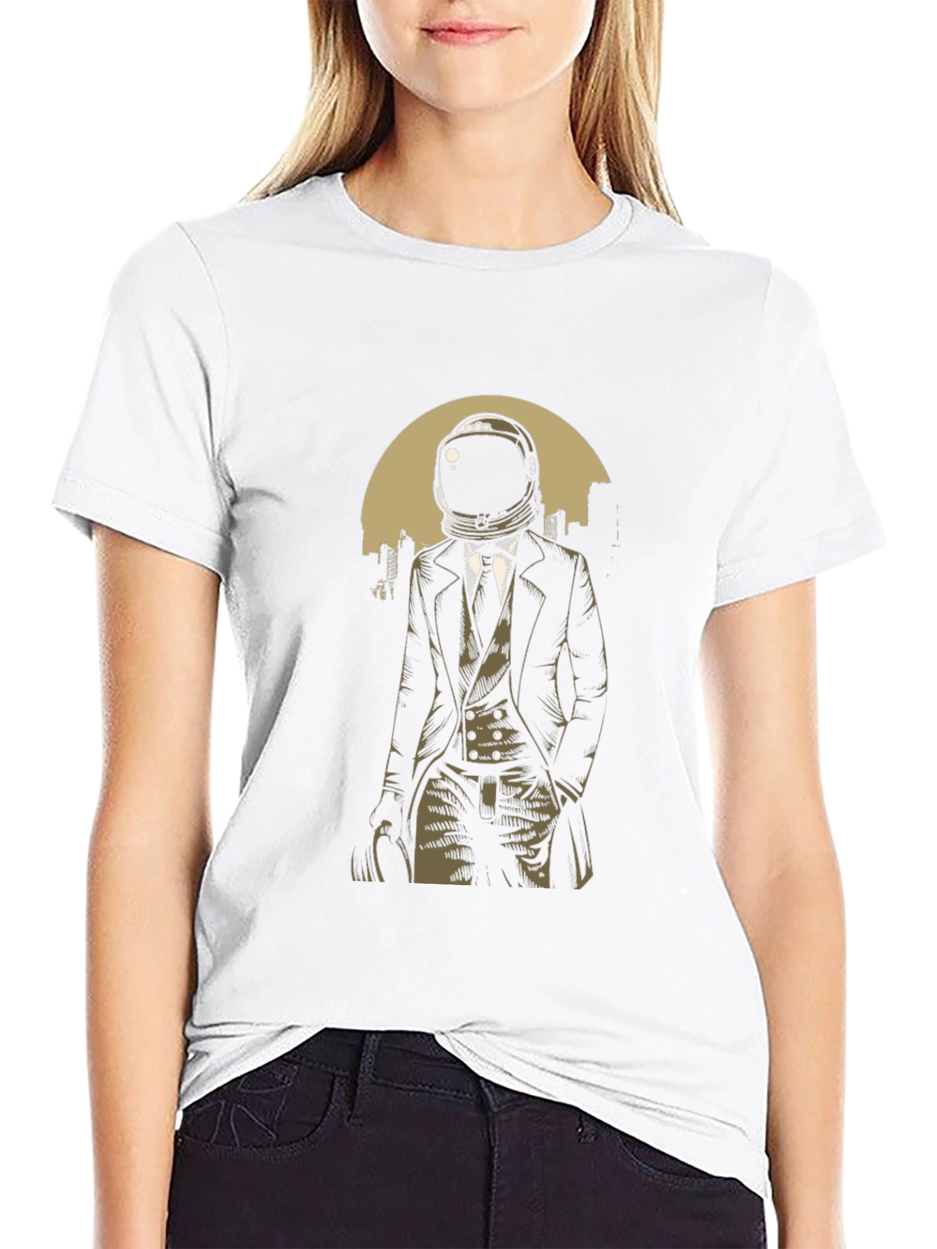 Astronaut in Suit Graphic T-Shirt - Black
