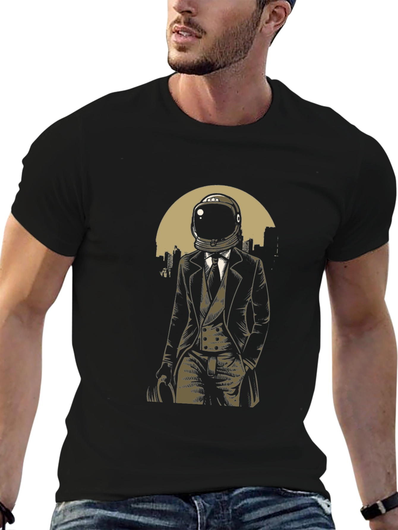 Astronaut in Suit Graphic T-Shirt - Black