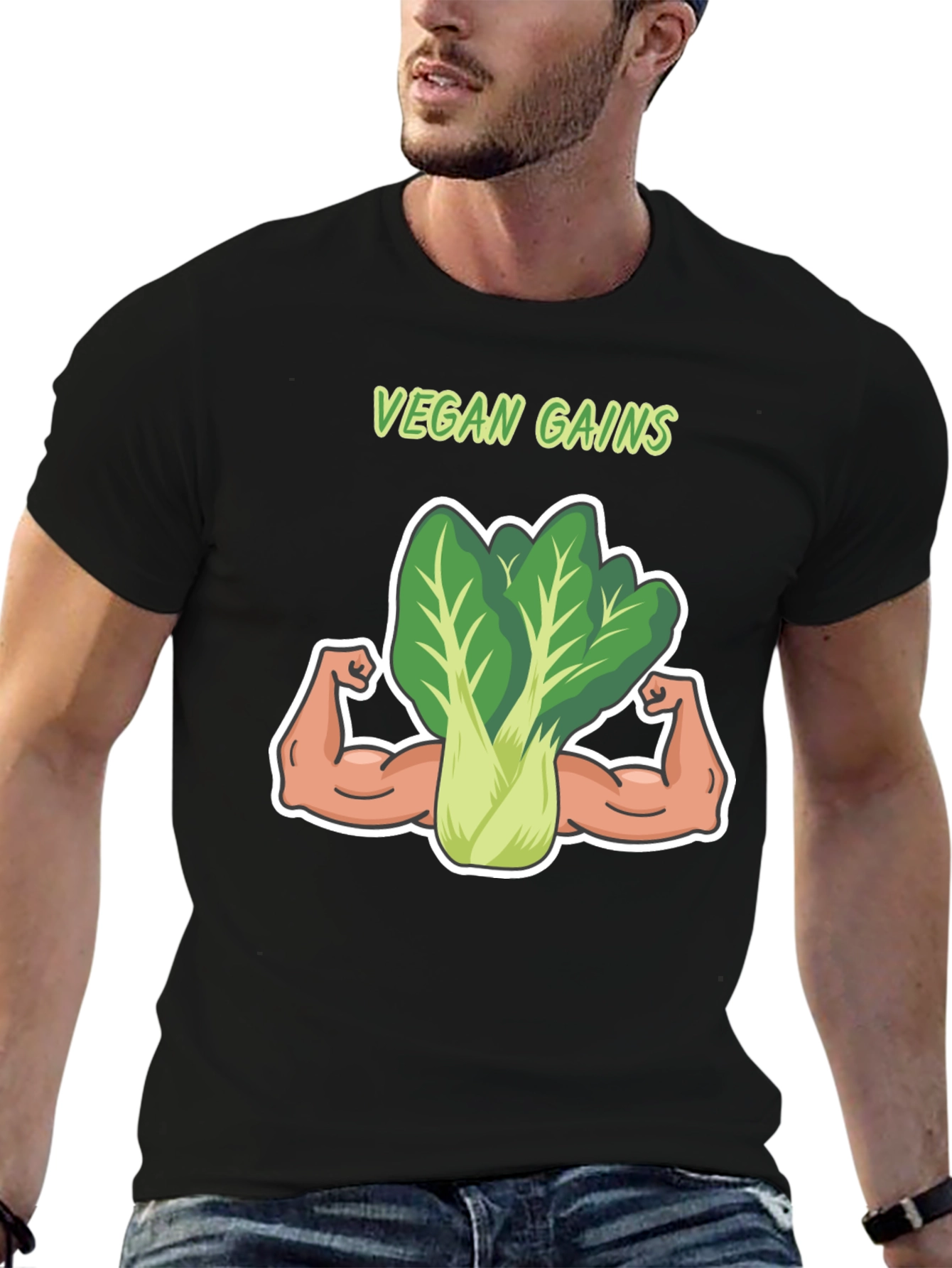 Vegan Gains T-Shirt: Funny Gym Shirt