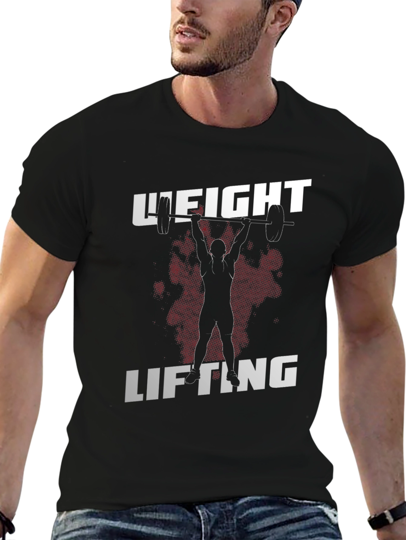 Weight Lifting Graphic Tee - Black Cotton T-Shirt