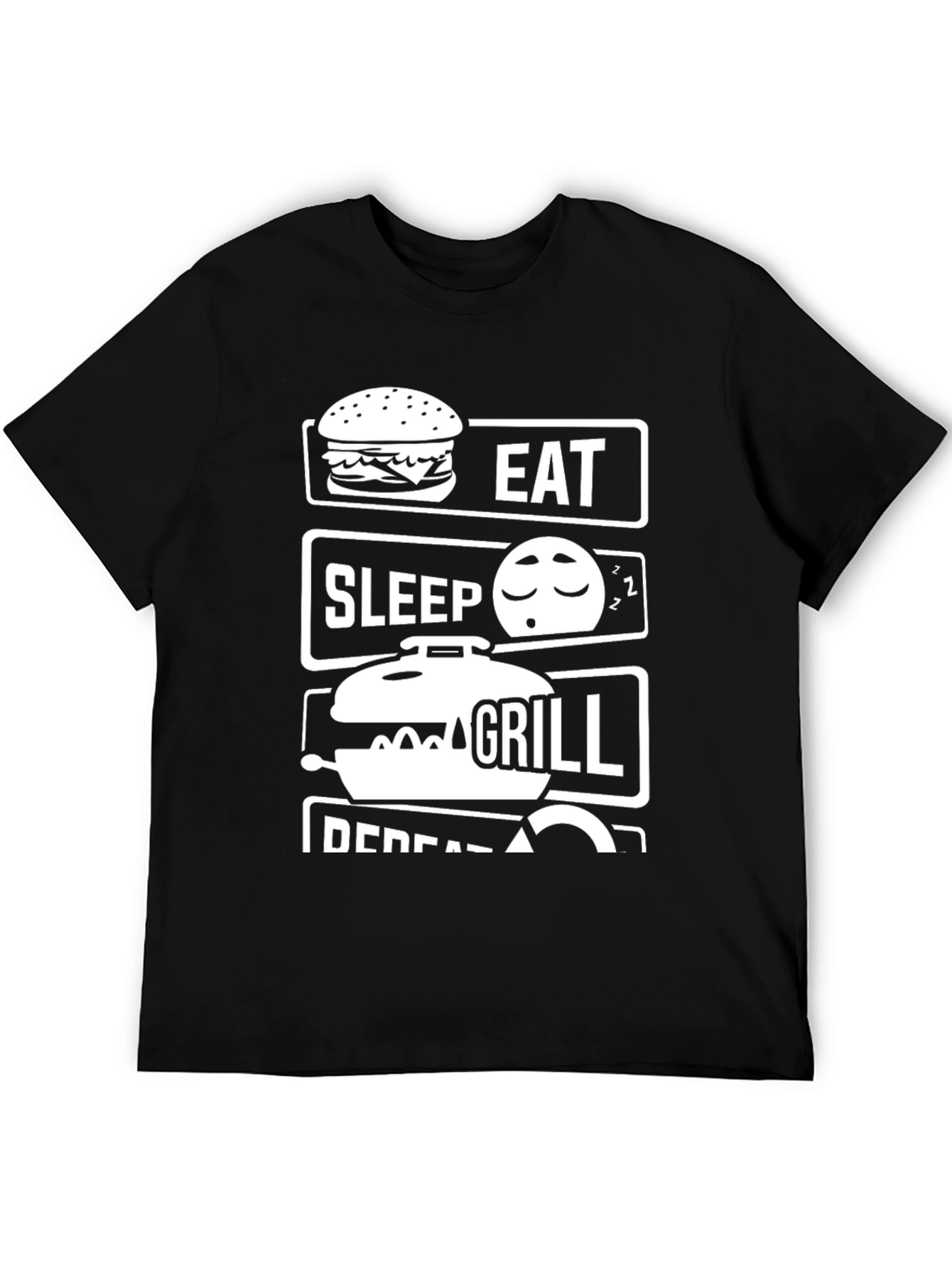 Eat Sleep Grill Repeat Black Graphic Tee