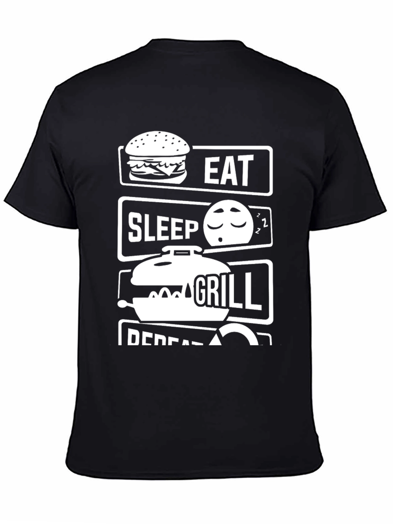 Eat Sleep Grill Repeat Black Graphic Tee