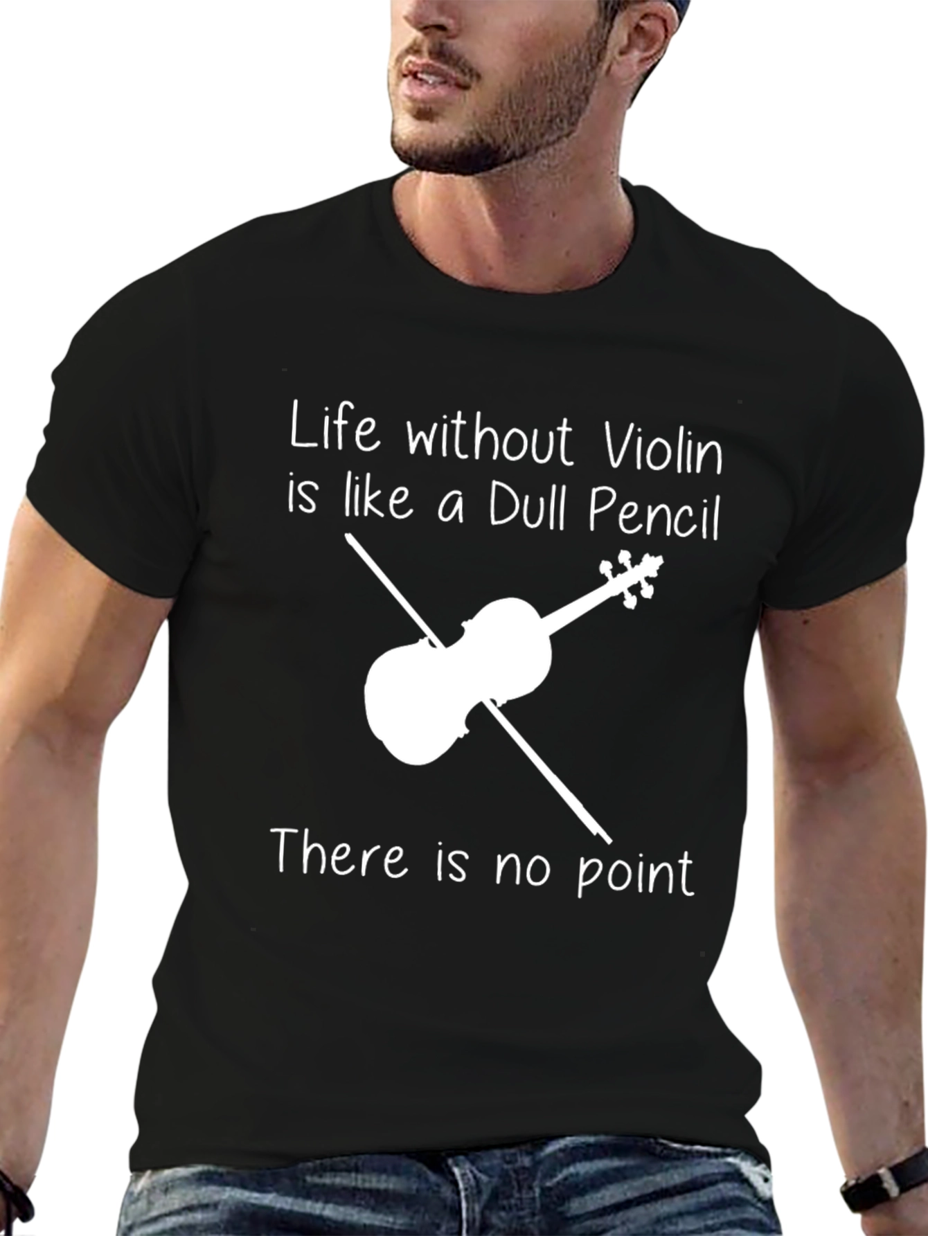 Life Without Violin T-Shirt - Dull Pencil Graphic Tee