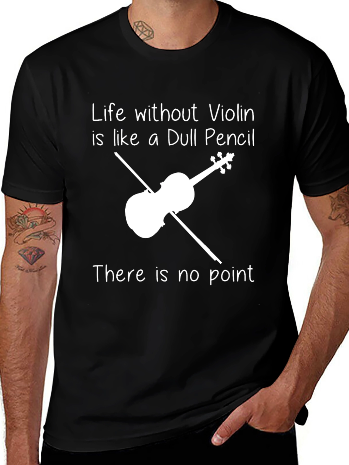 Life Without Violin T-Shirt - Dull Pencil Graphic Tee