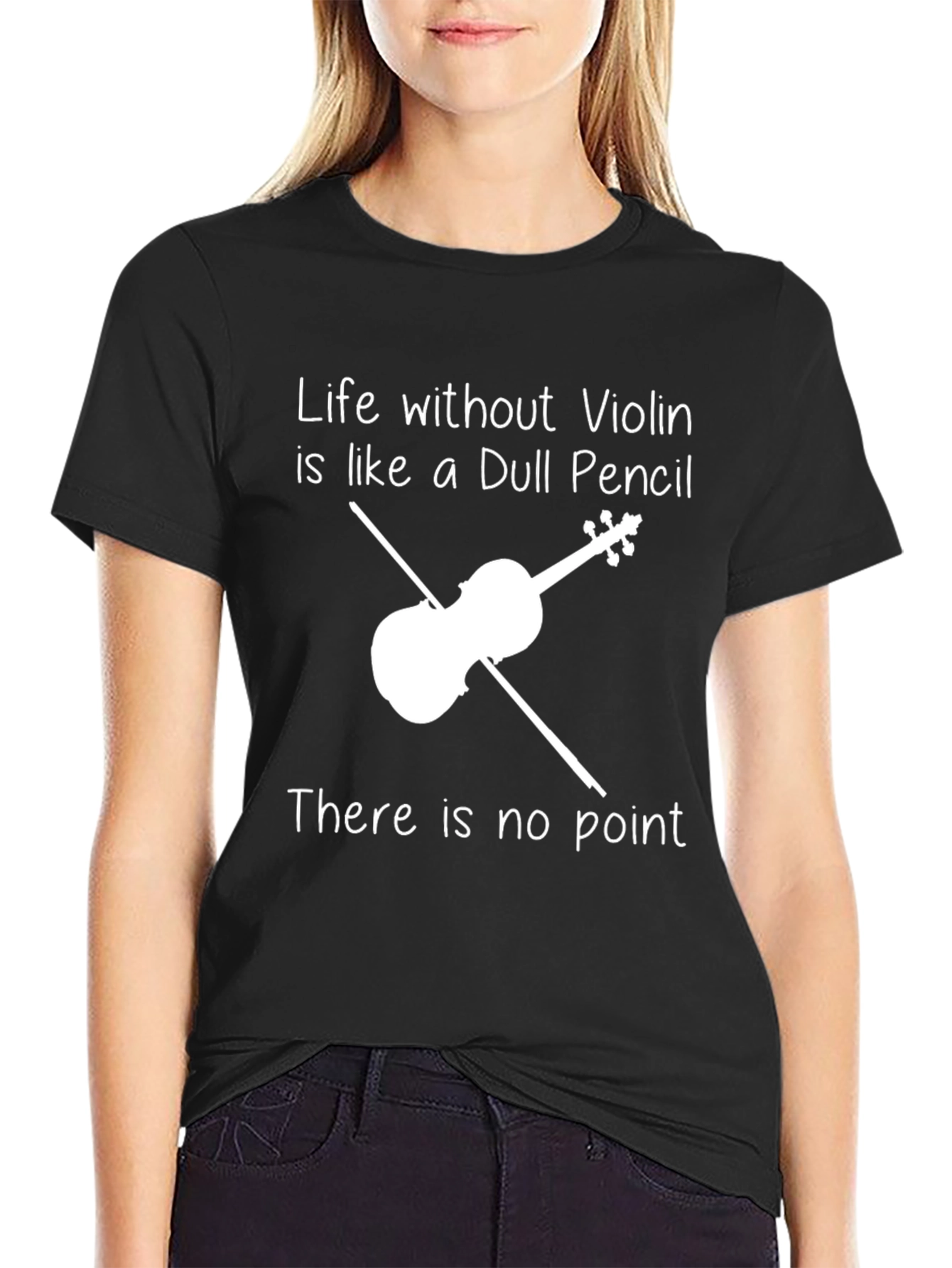 Life Without Violin T-Shirt - Dull Pencil Graphic Tee