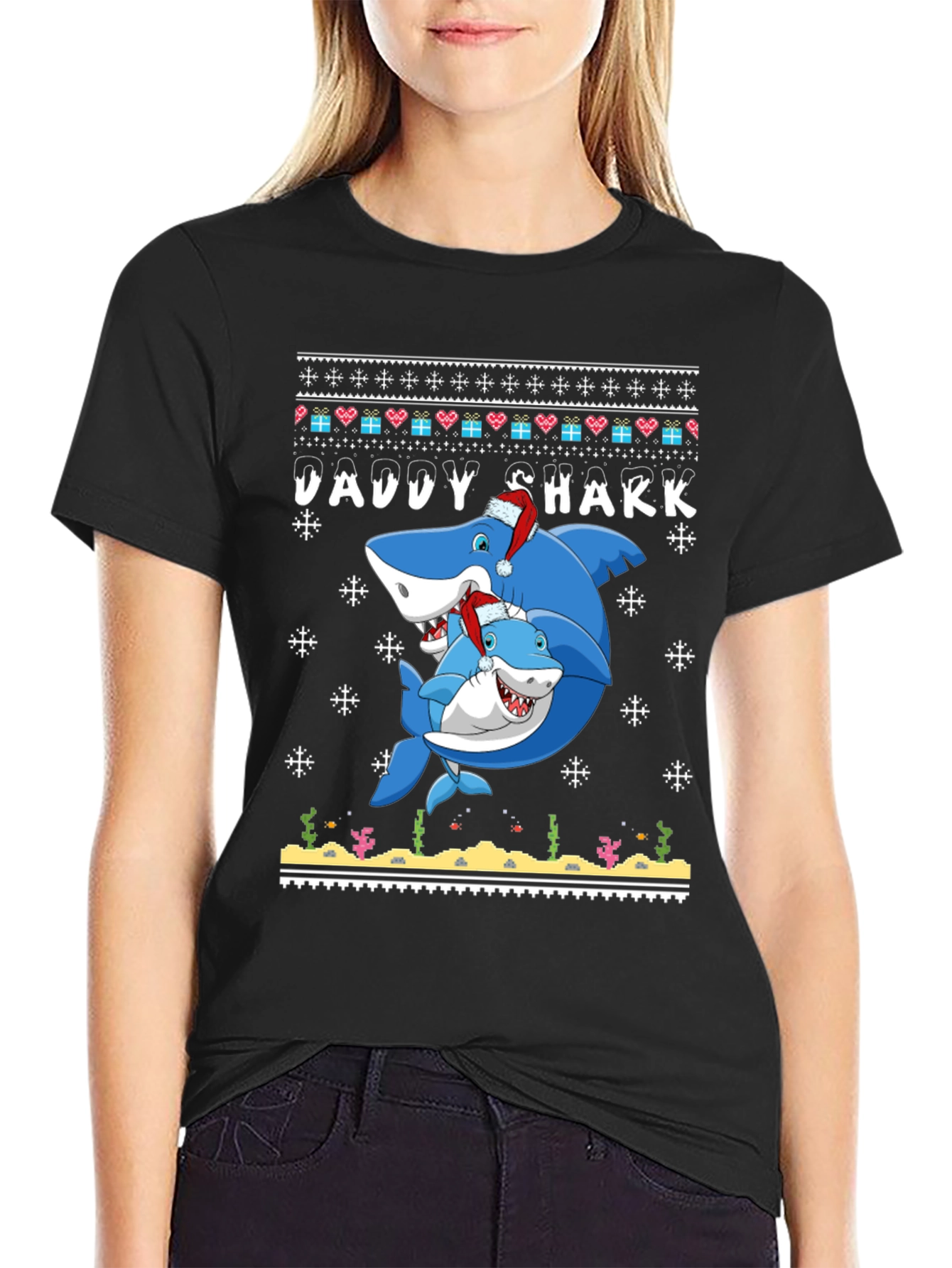 Daddy Shark Christmas Graphic Tee