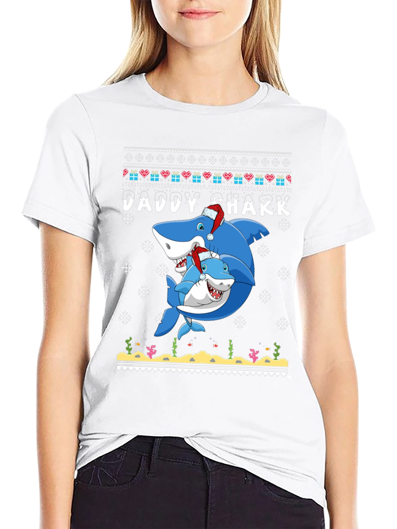 Daddy Shark Christmas Graphic Tee