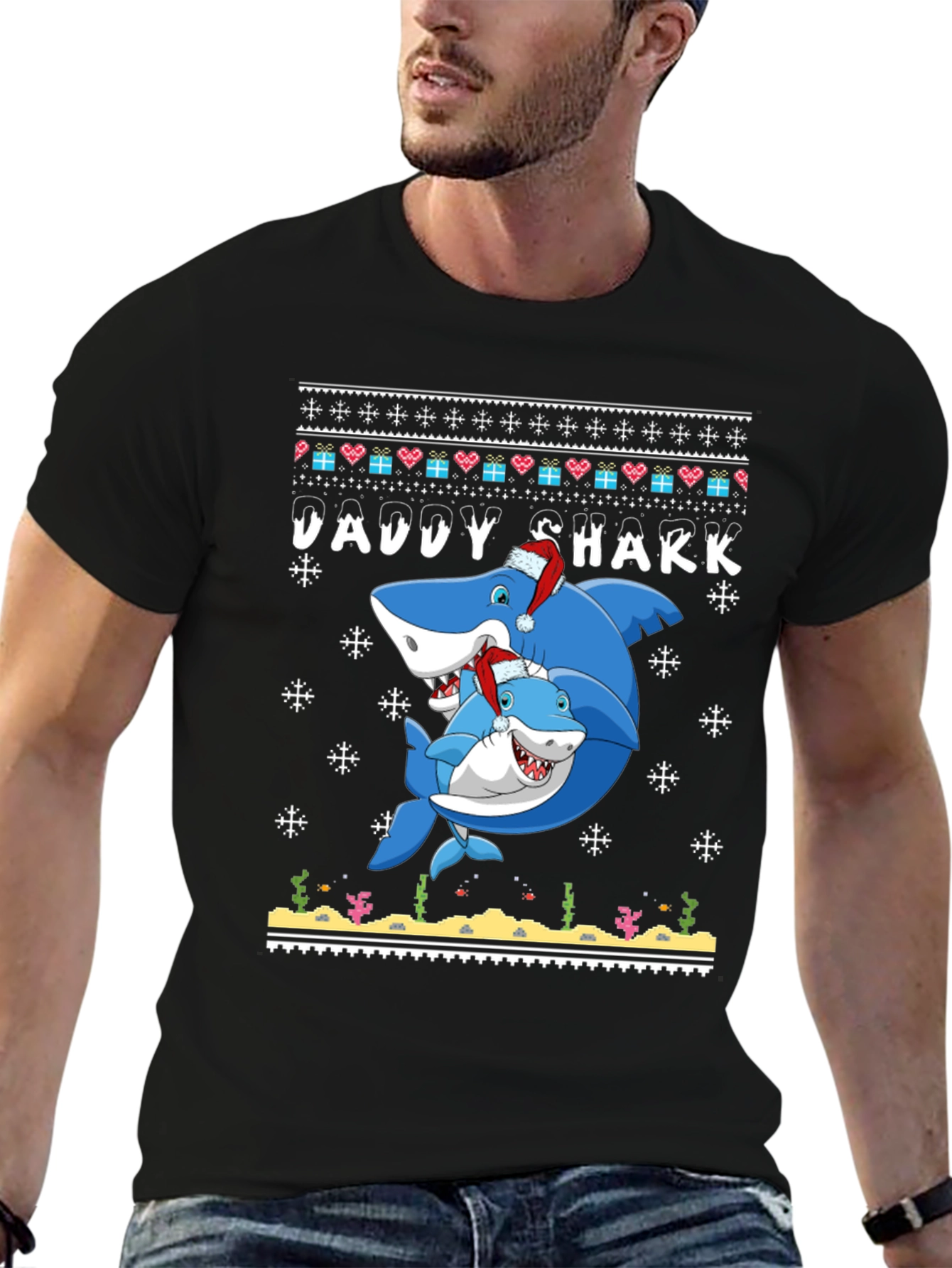 Daddy Shark Christmas Graphic Tee