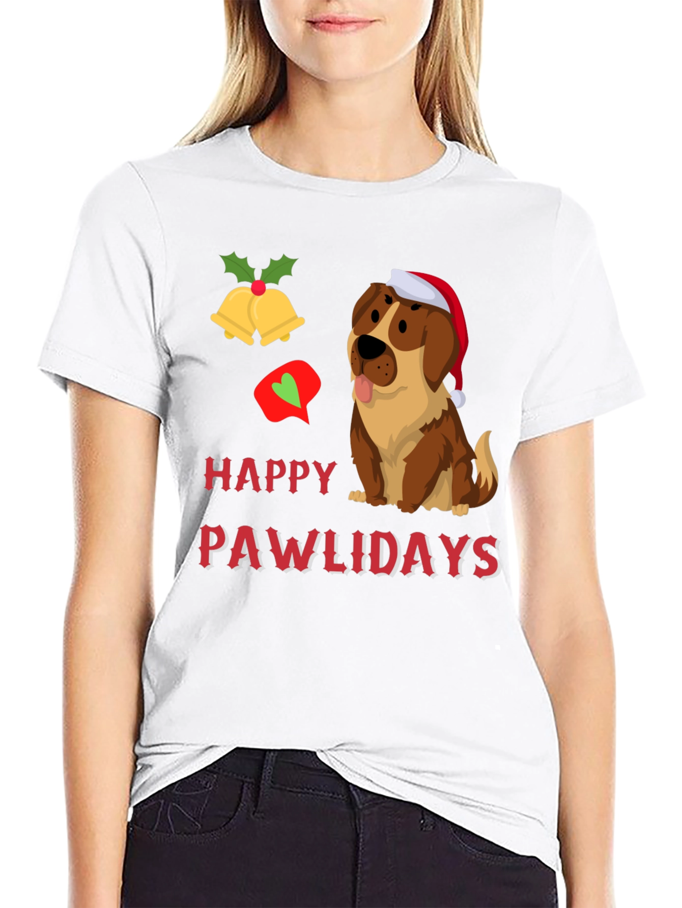 Happy Pawlidays Dog Graphic T-Shirt
