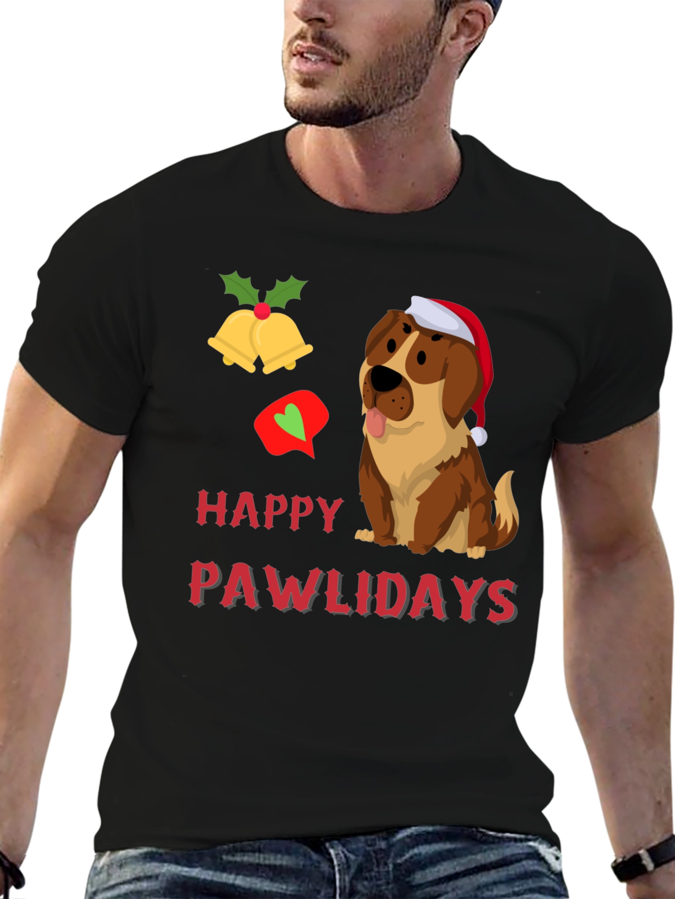 Happy Pawlidays Dog Graphic T-Shirt