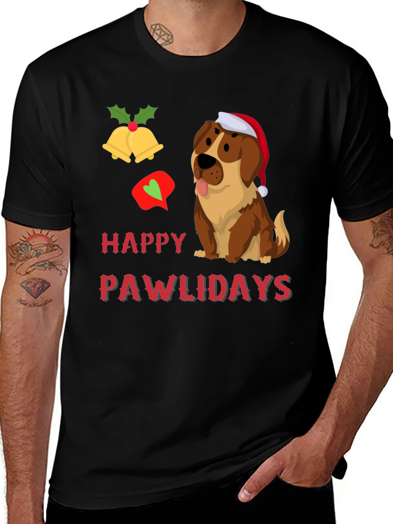 Happy Pawlidays Dog Graphic T-Shirt