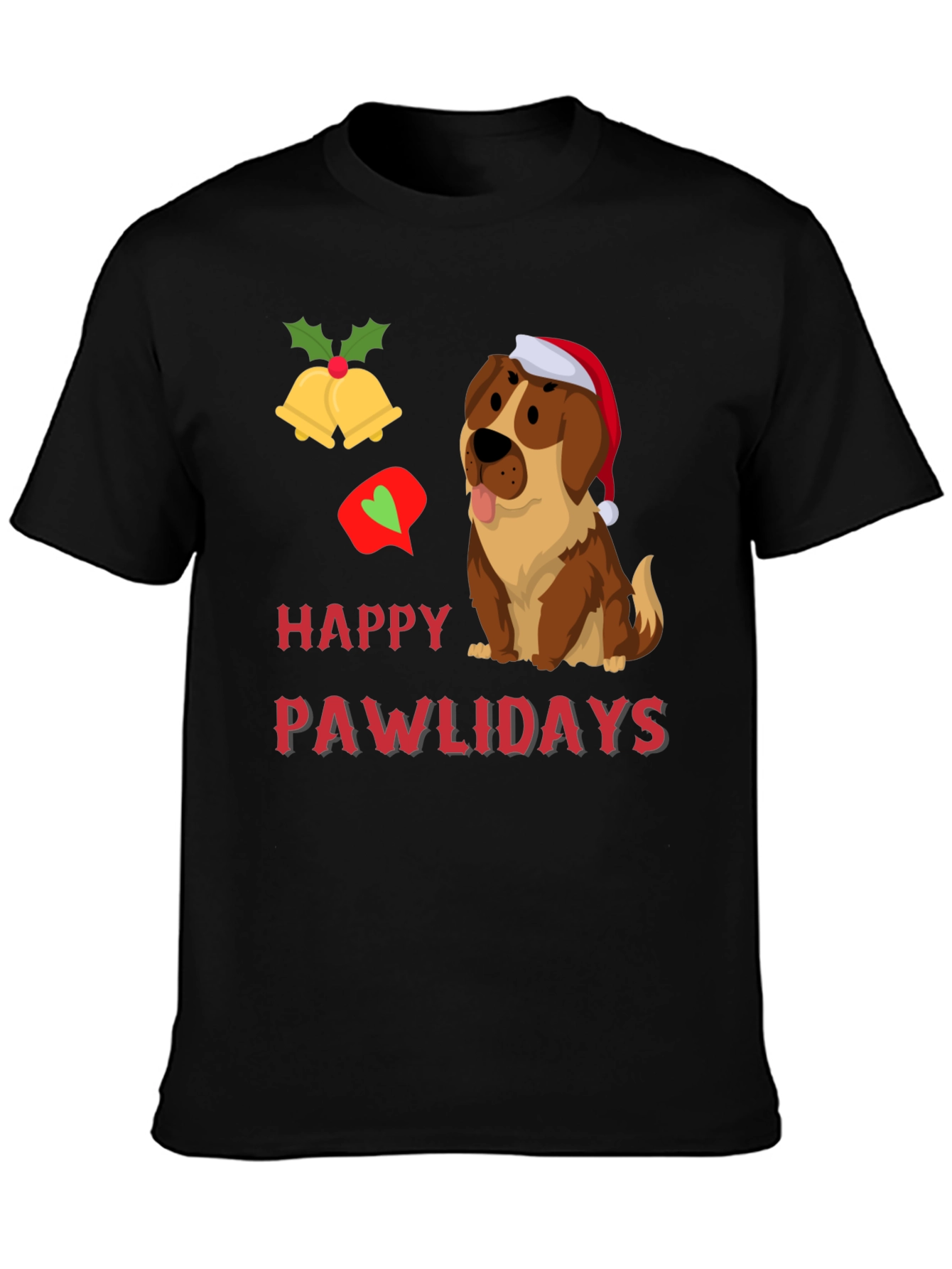 Happy Pawlidays Dog Graphic T-Shirt