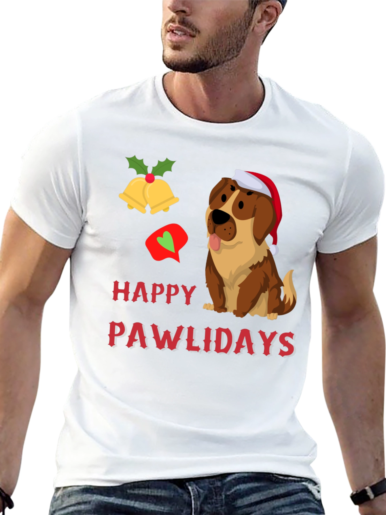 Happy Pawlidays Dog Graphic T-Shirt