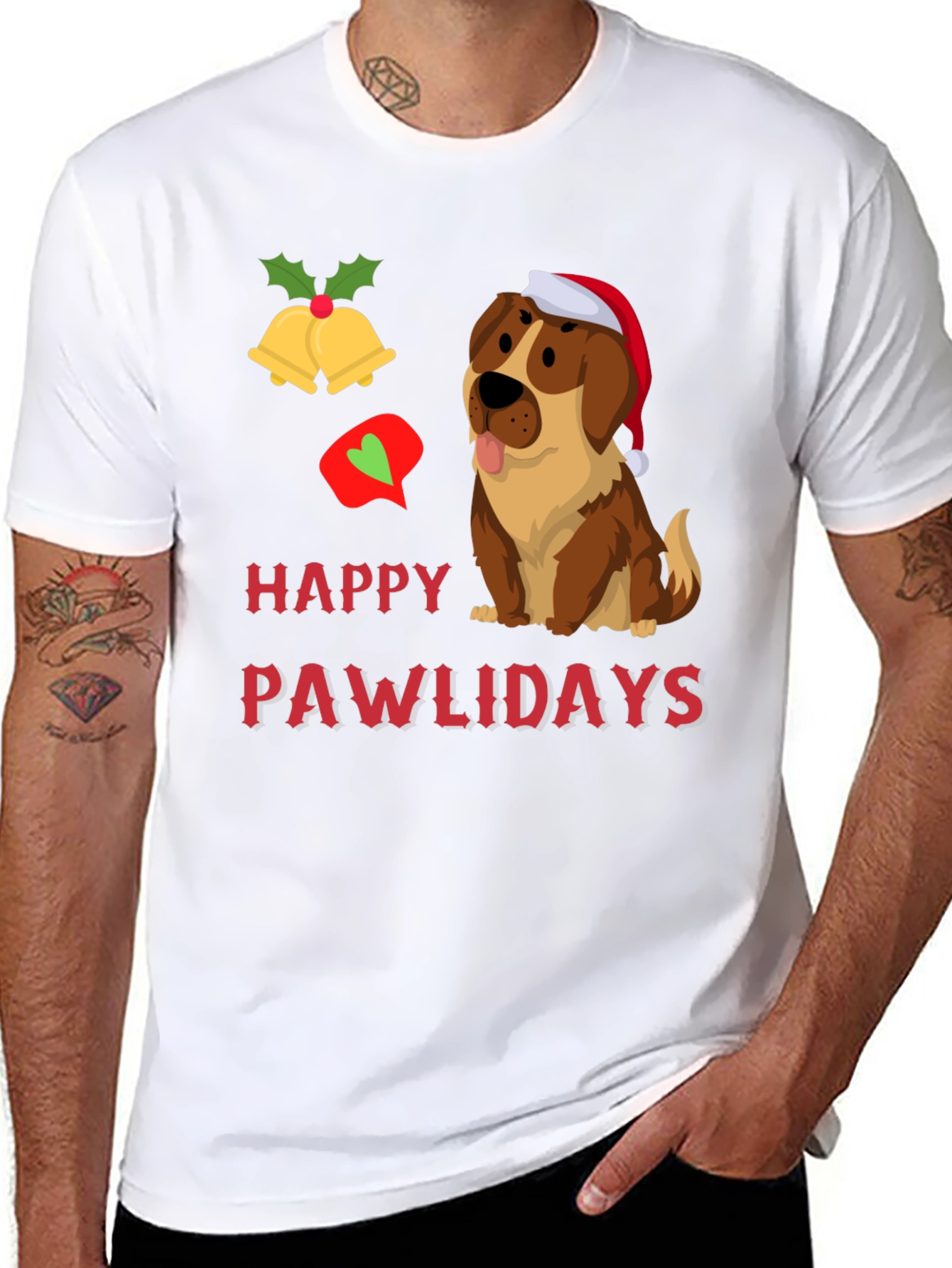 Happy Pawlidays Dog Graphic T-Shirt