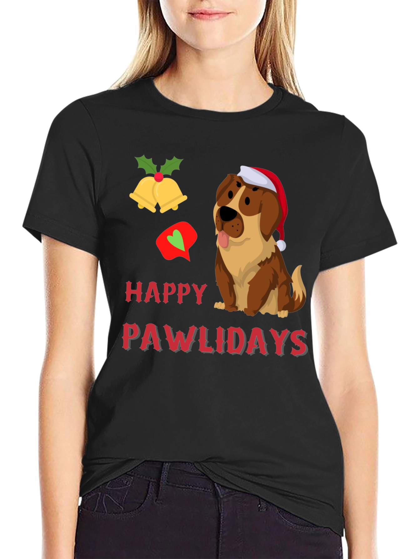 Happy Pawlidays Dog Graphic T-Shirt